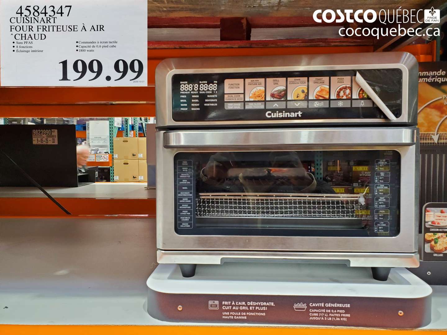 4584347 CUISINART FOUR FRITEUSE À AIR CHAUD $199.99