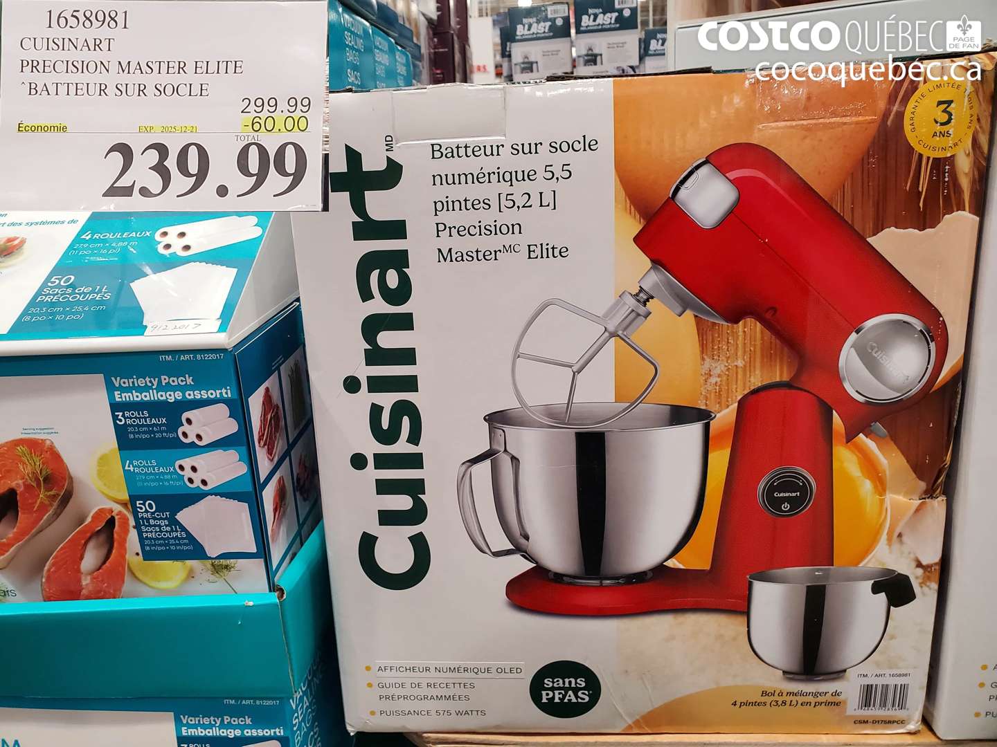 1658981 CUISINART PRECISION MASTER ELITE BATTEUR SUR SOCLE ($60.00 INSTANT SAVINGS EXPIRES ON 2025-12-21) $239.99