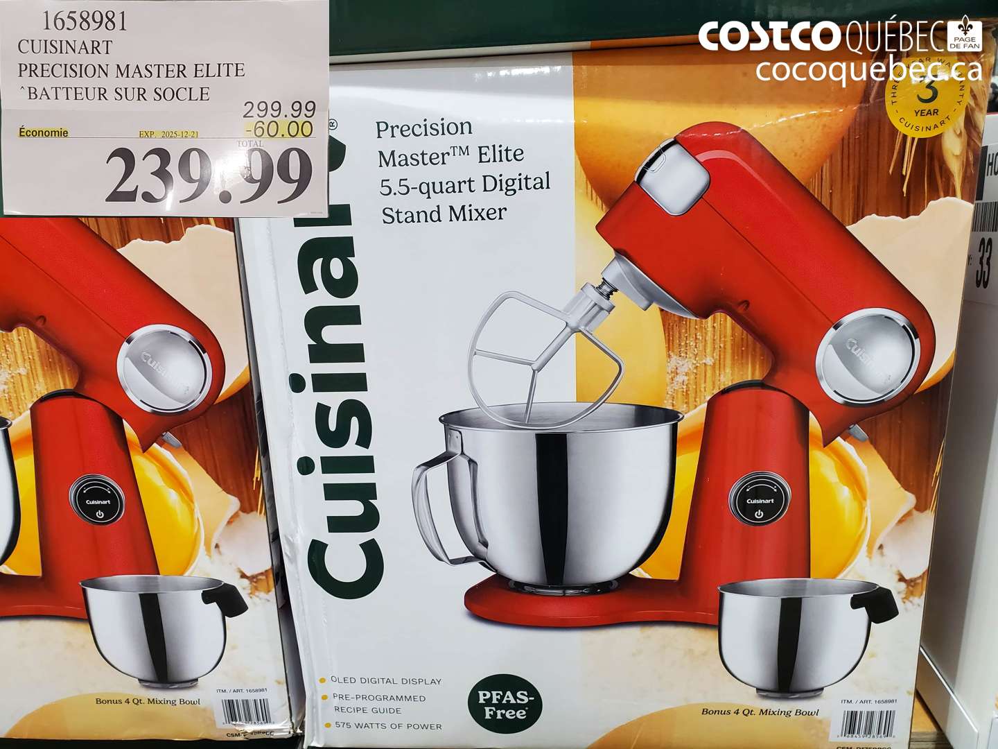 1658981 CUISINART PRECISION MASTER ELITE 'BATTEUR SUR SOCLE ($60.00 INSTANT SAVINGS EXPIRES ON 2025-12-21) $239.99
