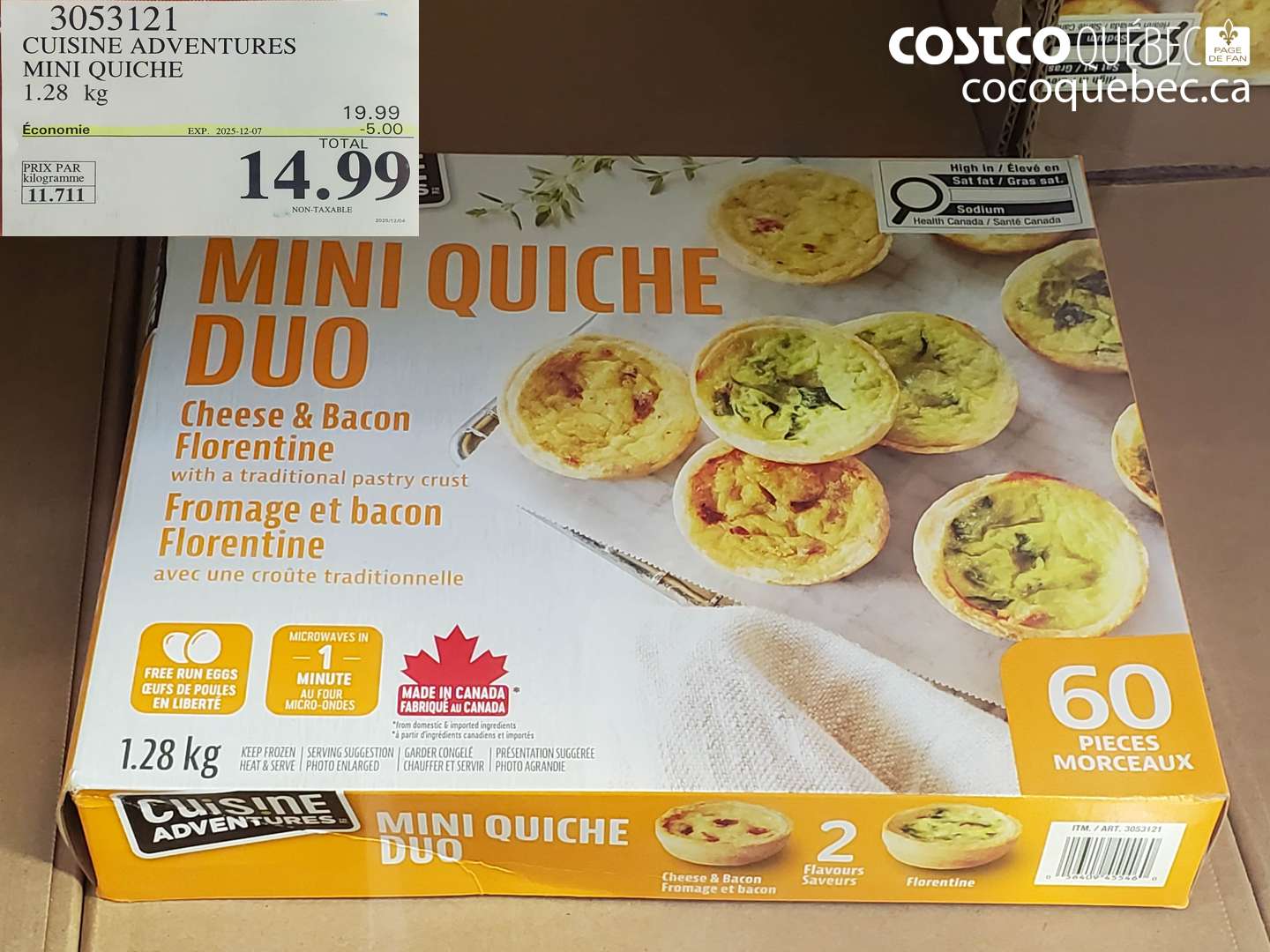 3053121 CUISINE ADVENTURES MINI QUICHE 1.28 kg ($5.00 INSTANT SAVINGS EXPIRES ON 2025-12-07) $14.99