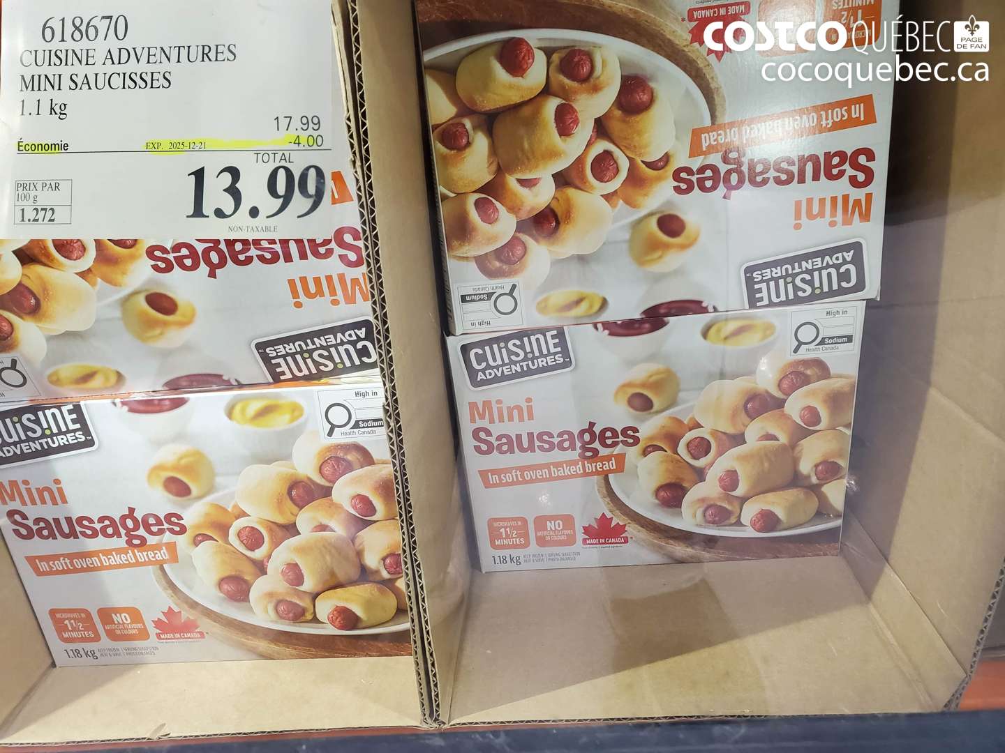 618670 CUISINE ADVENTURES MINI SAUCISSES 1.1 kg ($4.00 INSTANT SAVINGS EXPIRES ON 2025-12-21) $13.99