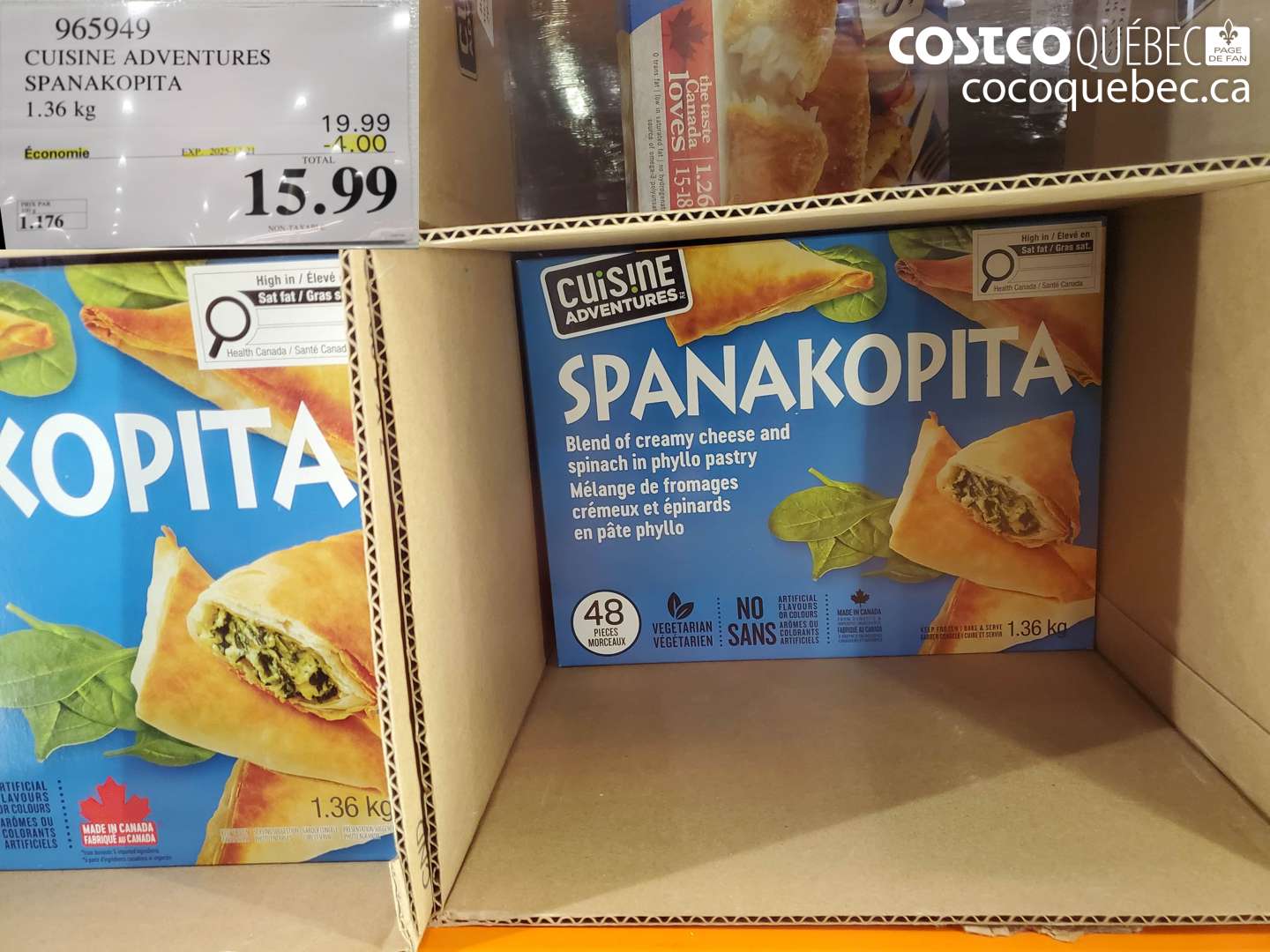 965949 CUISINE ADVENTURES SPANAKOPITA 1.36 kg ($4.00 INSTANT SAVINGS EXPIRES ON 2025-12-21) $15.99