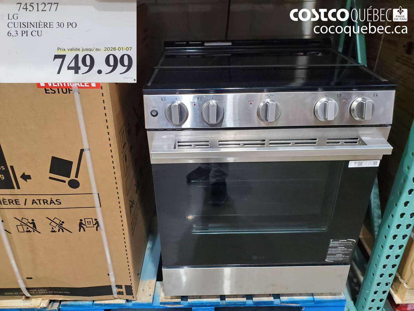 7451277 CUISINIERE 30 PO 6.3 PICU  (EXPIRES ON 2026-01-07) $749.99