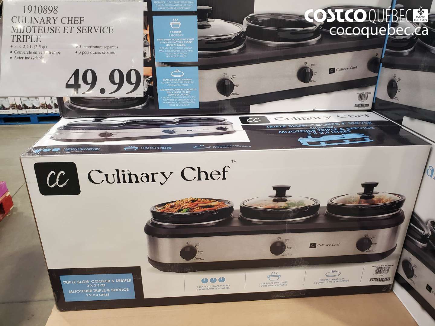 1910898 CULINARY CHEF MIJOTEUSE ET SERVICE TRIPLE $49.99