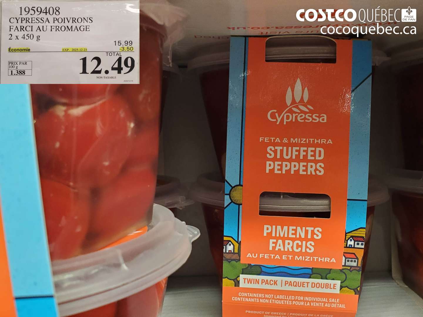 1959408 CYPRESSA POIVRONS FARCI AU FROMAGE 2 x 450 g ($3.50 INSTANT SAVINGS EXPIRES ON 2025-12-23) $12.49