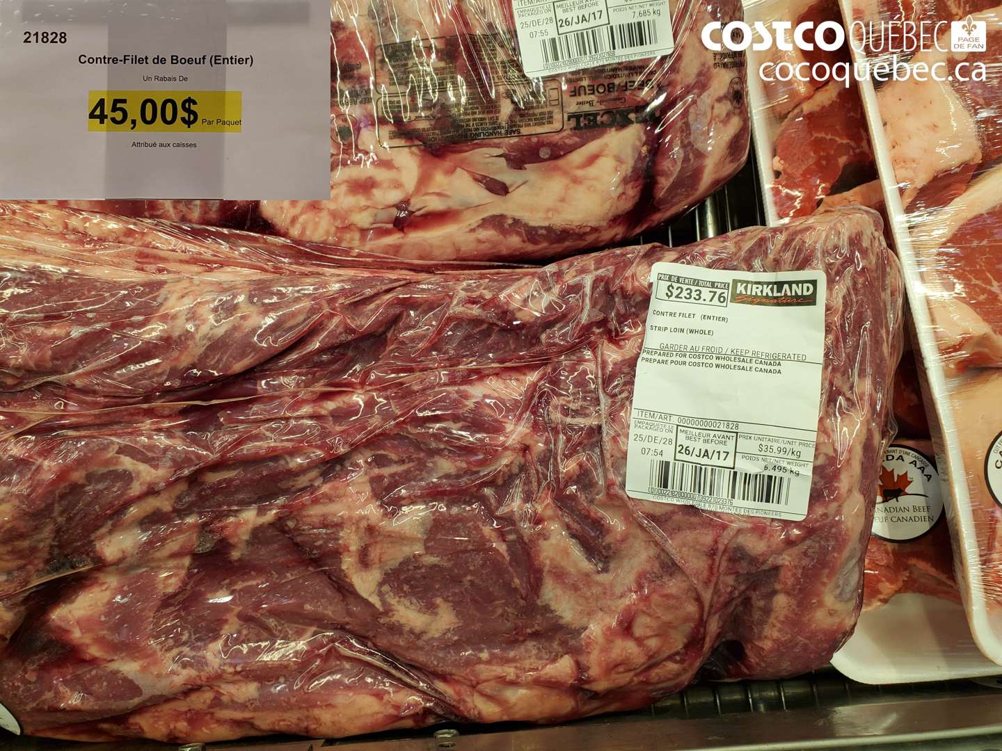 21828 Contre-Filet de Boeuf (Entier) ($45.00 INSTANT SAVINGS)