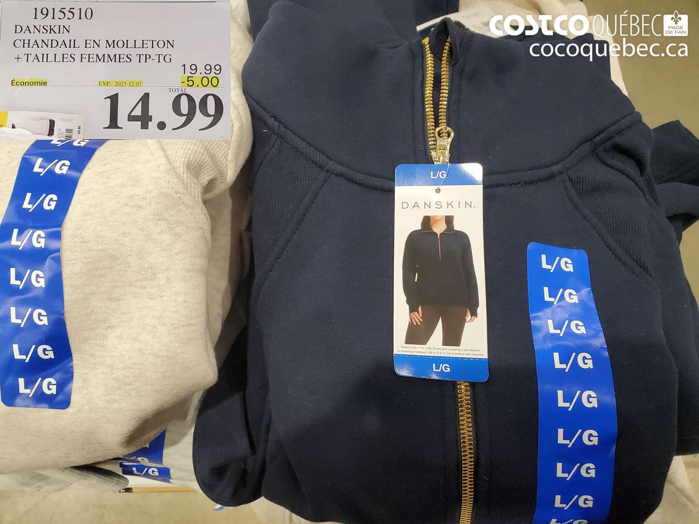 1915510 DANSKIN CHANDAIL EN MOLLETON +TAILLES FEMMES TP-TG ($5.00 INSTANT SAVINGS EXPIRES ON 2025-12-07) $14.99
