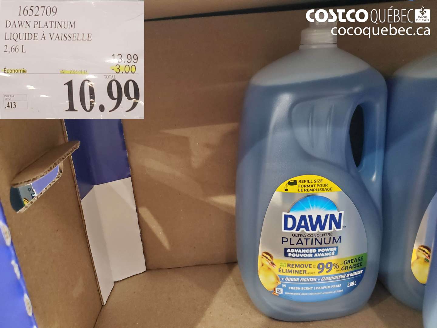 1652709 DAWN PLATINUM LIQUIDE À VAISSELLE 2.66 L ($3.00 INSTANT SAVINGS EXPIRES ON 2026-01-18) $10.99