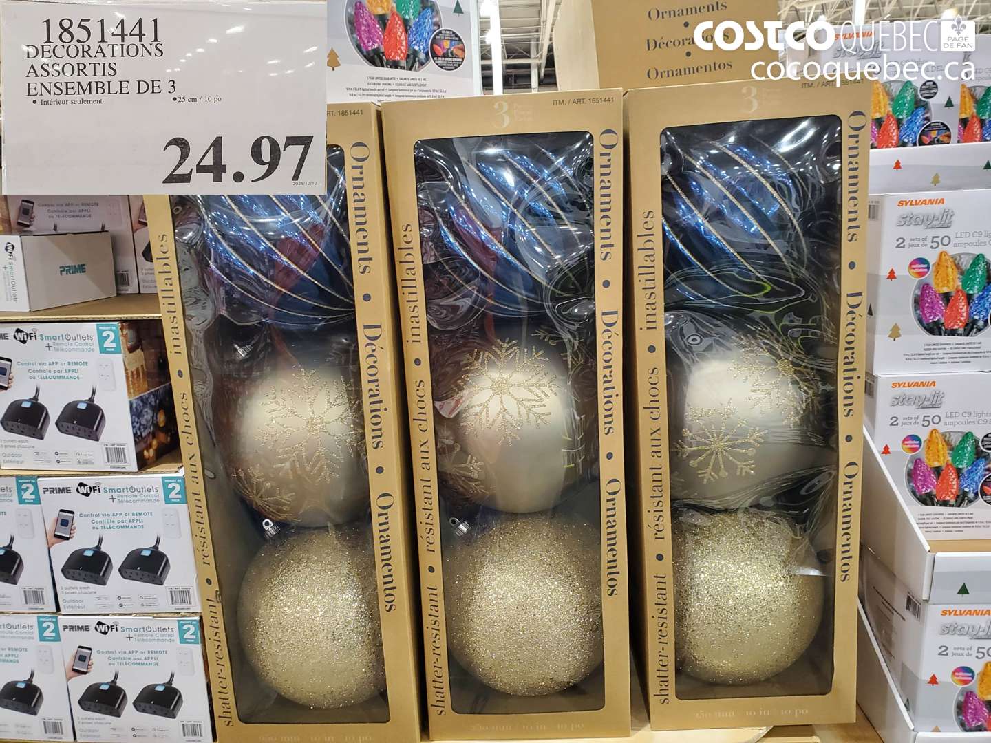 1851441 DECORATIONS ASSORTIS ENSEMBLE DE 3 $24.97