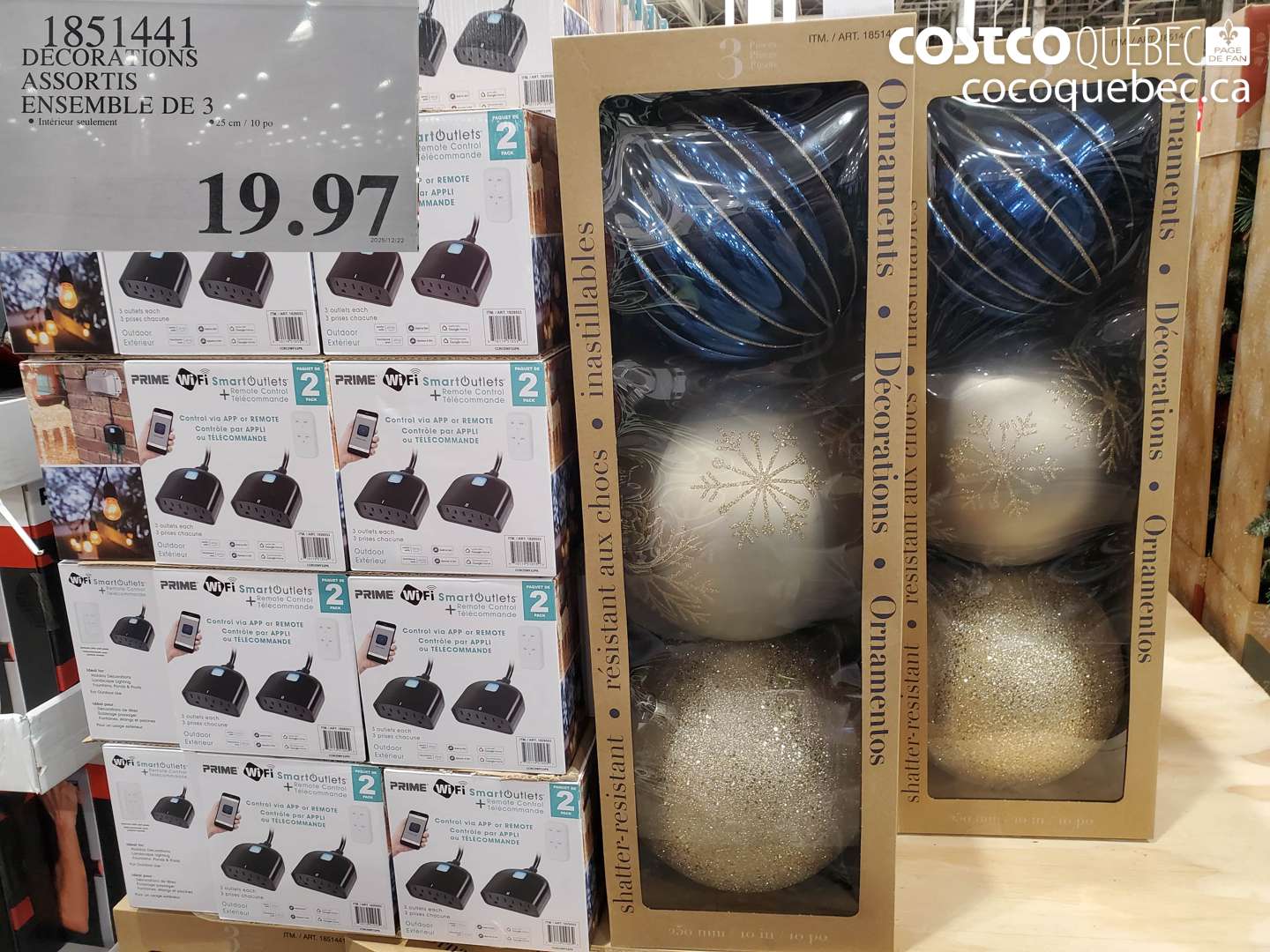 1851441 DECORATIONS ASSORTIS ENSEMBLE DE 3 $19.97