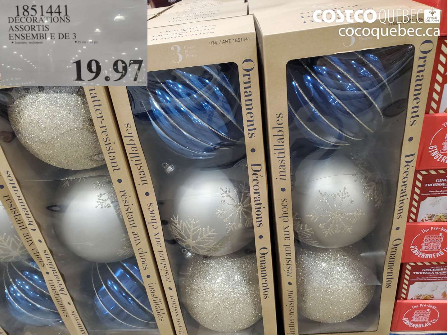 1851441 DECORATIONS ASSORTIS ENSEMBLE DE 3 $19.97