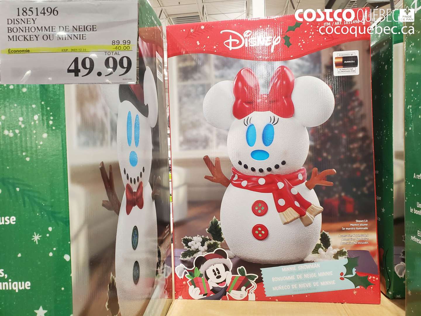 1851496 DISNEY BONHOMME DE NEIGE MICKEY OU MINNIE (EXPIRES ON 2025-12-14) $49.99