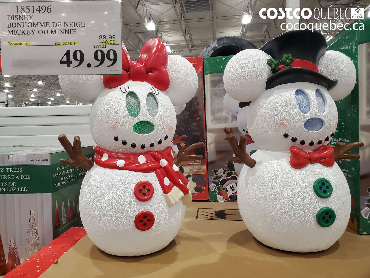 1851496 DISNEY BONHOMME DE NEIGE MICKEY OU MINNIE ($40.00 INSTANT SAVINGS EXPIRES ON 2025-12-14) $49.99