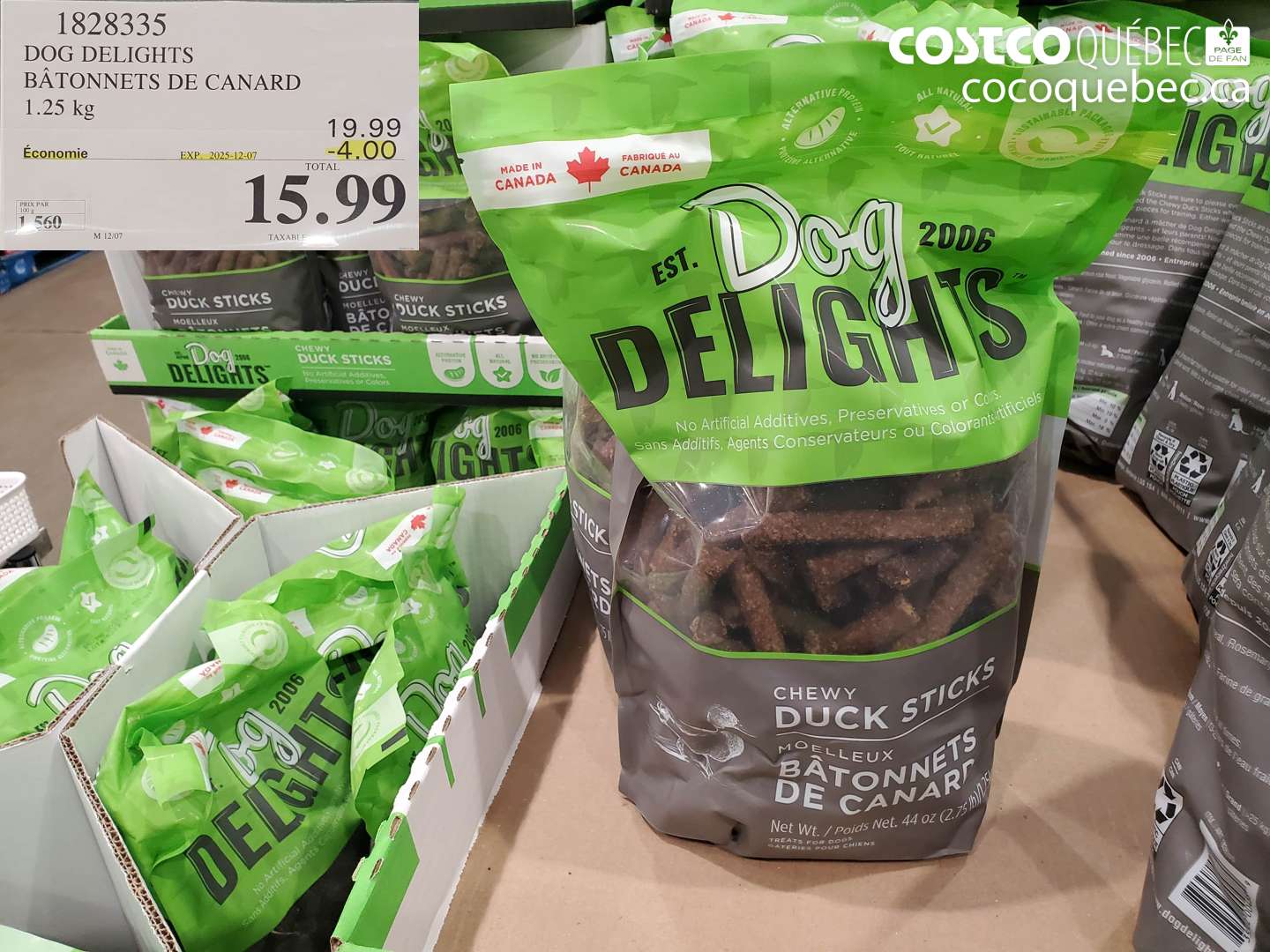 1828335 DOG DELIGHTS BATONNETS DE CANARD 1.25 kg  ($4.00 INSTANT SAVINGS EXPIRES ON 2025-12-07) $15.99