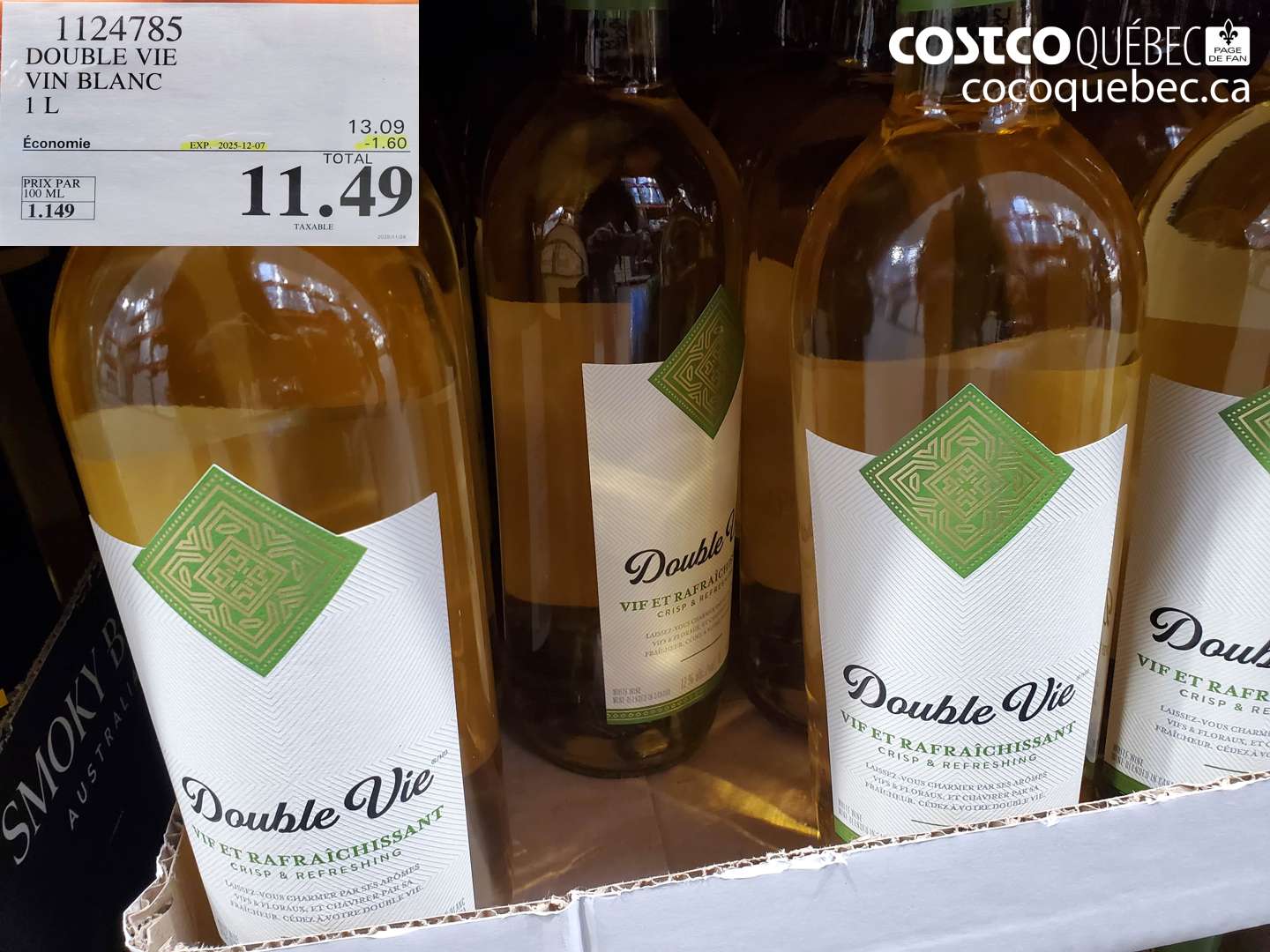 1124785 DOUBLE VIE VIN BLANC 1 L ($1.60 INSTANT SAVINGS EXPIRES ON 2025-12-07) $11.49