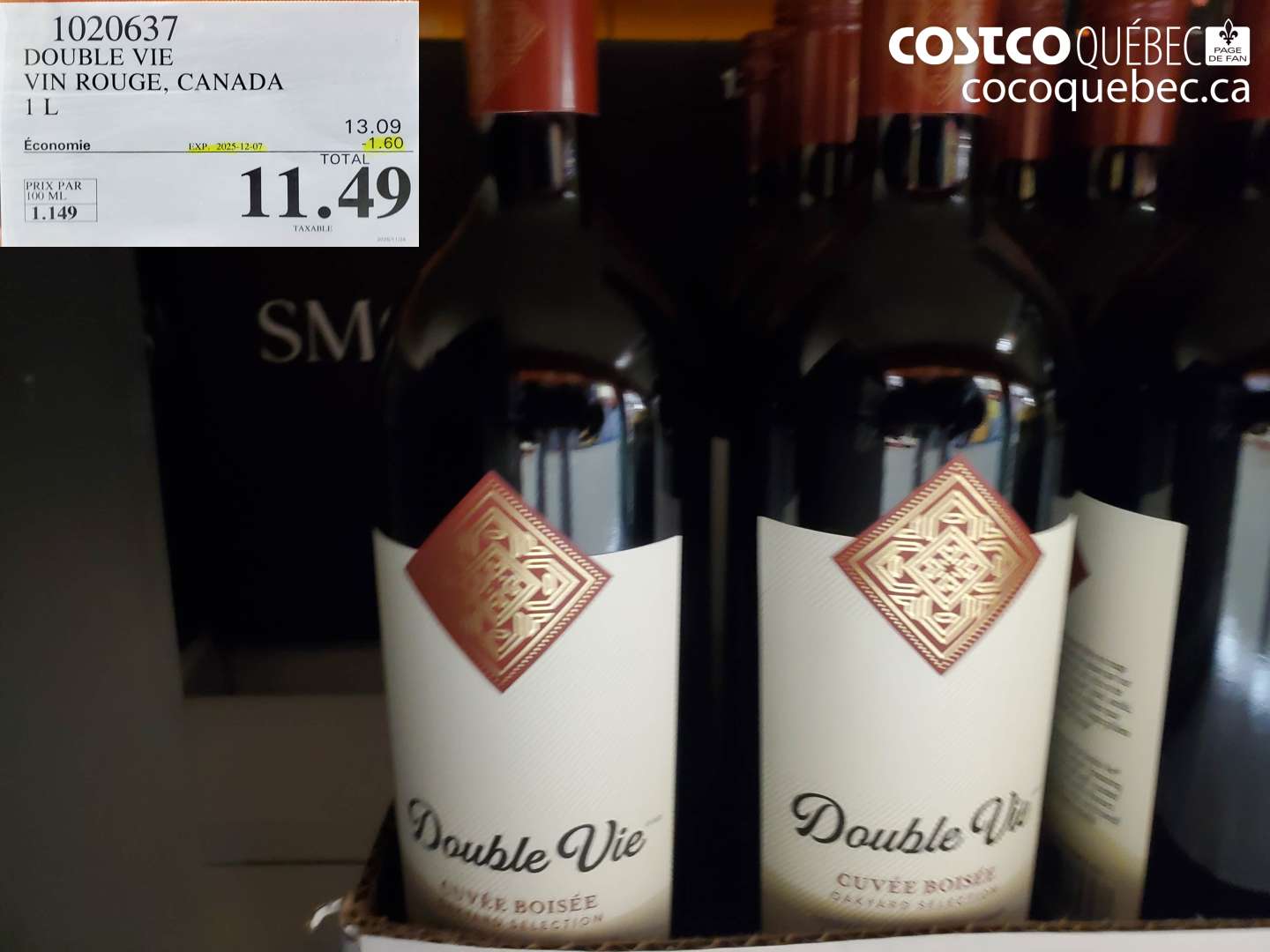 1020637 DOUBLE VIE VIN ROUGE, CANADA  ($1.60 INSTANT SAVINGS EXPIRES ON 2025-12-07) $11.49