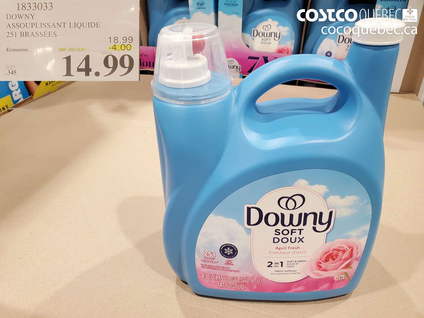1833033 DOWNY ASSOUPLISSANT LIQUIDE 251 BRASSÉES ($4.00 INSTANT SAVINGS EXPIRES ON 2025-12-21) $14.99
