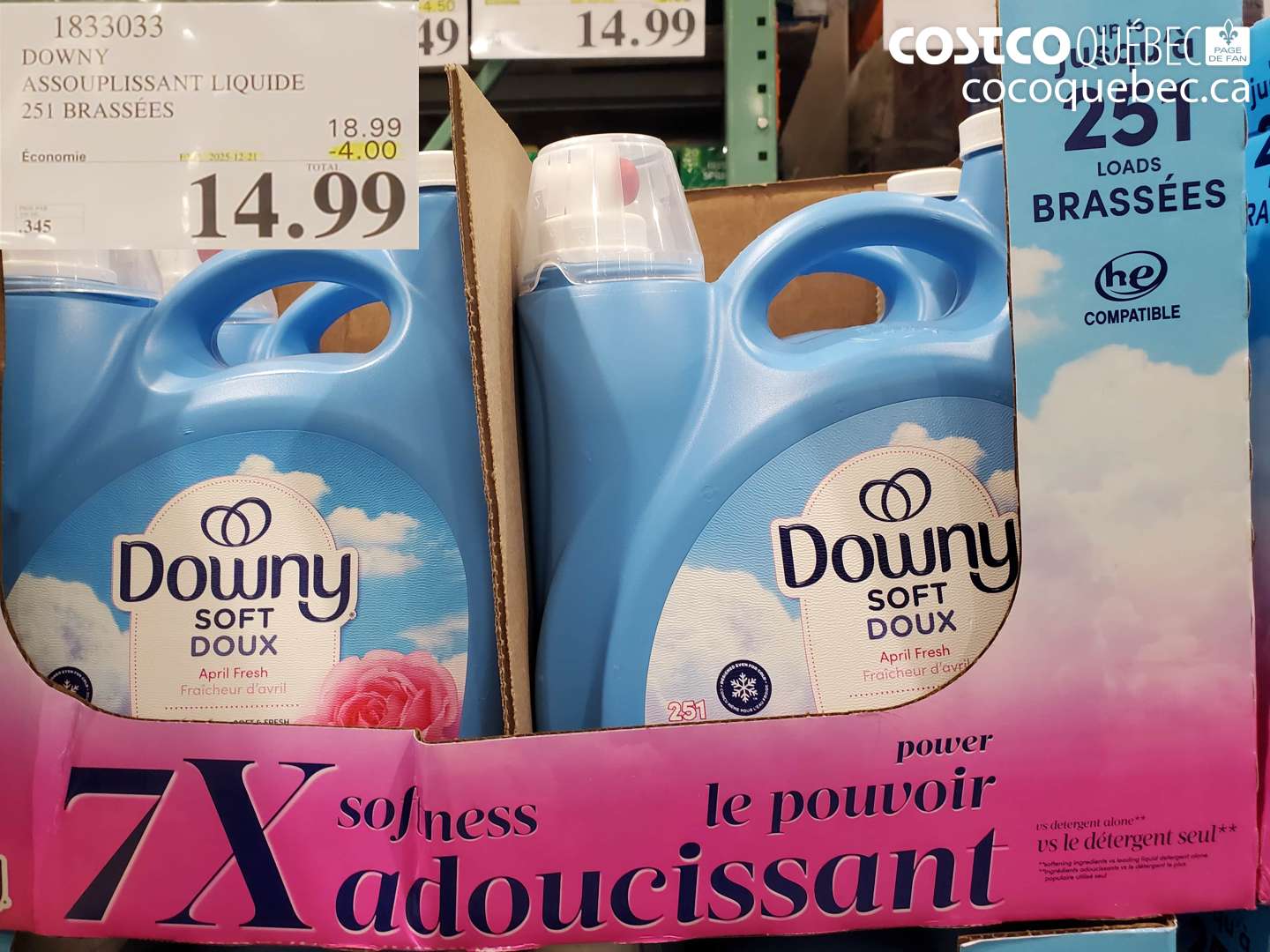 1833033 DOWNY ASSOUPLISSANT LIQUIDE 251 BRASSÉES ($4.00 INSTANT SAVINGS EXPIRES ON 2025-12-21) $14.99