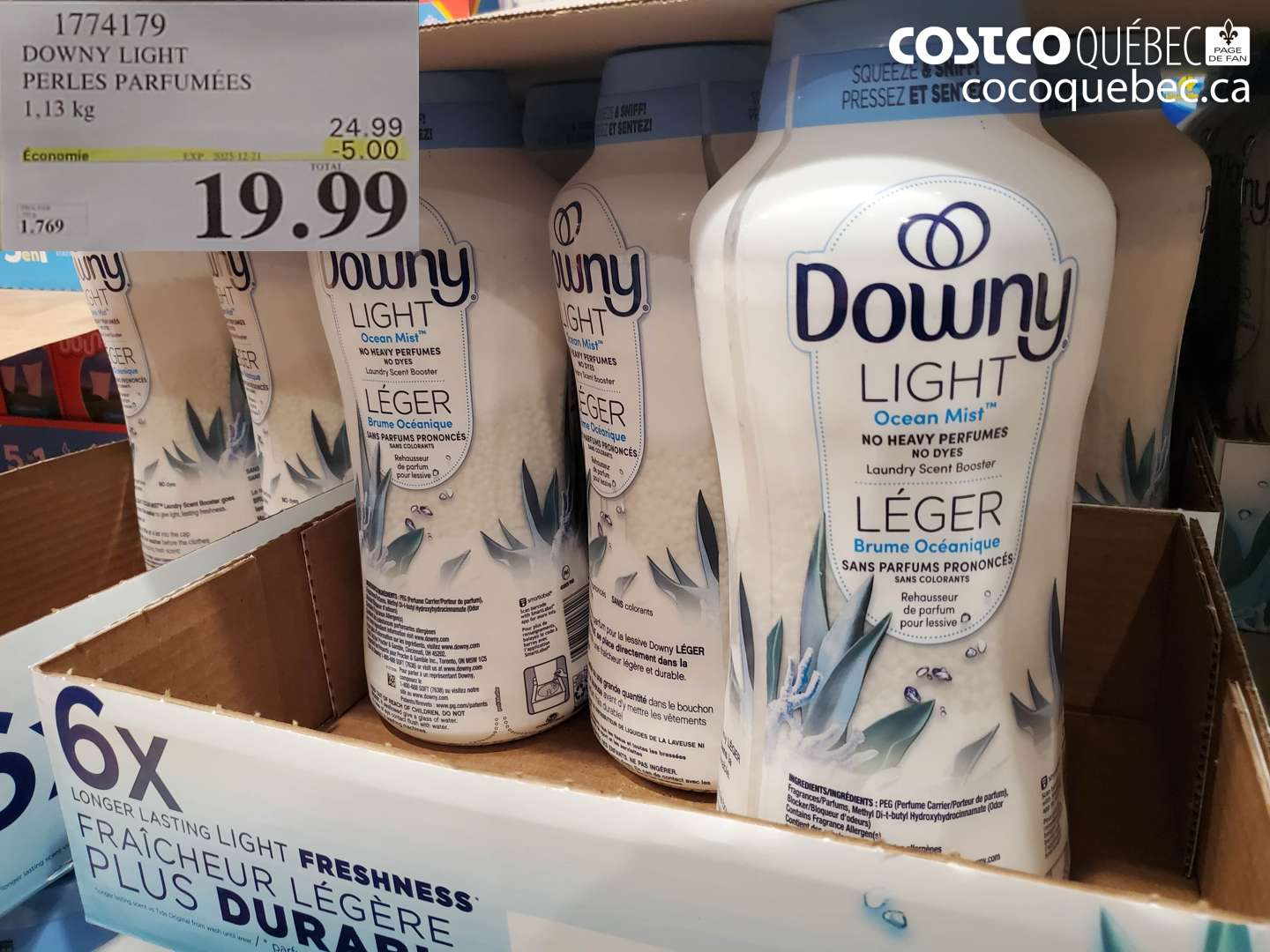 1774179 DOWNY LIGHT 1 PERLES PARFUMEES  ($5.00 INSTANT SAVINGS EXPIRES ON 2025-12-21) $19.99