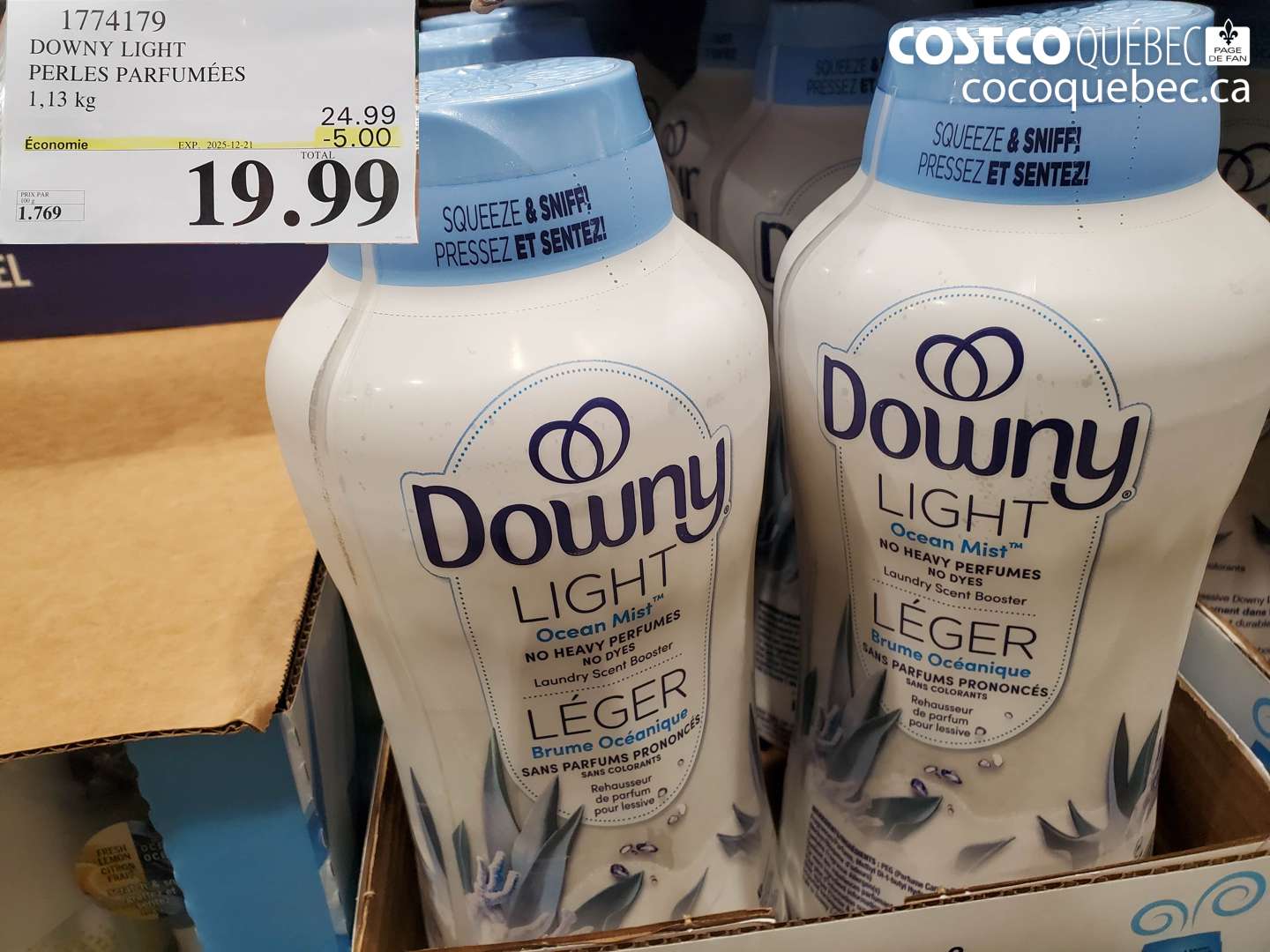 1774179 DOWNY LIGHT PERLES PARFUMÉES ($5.00 INSTANT SAVINGS EXPIRES ON 2025-12-21) $19.99