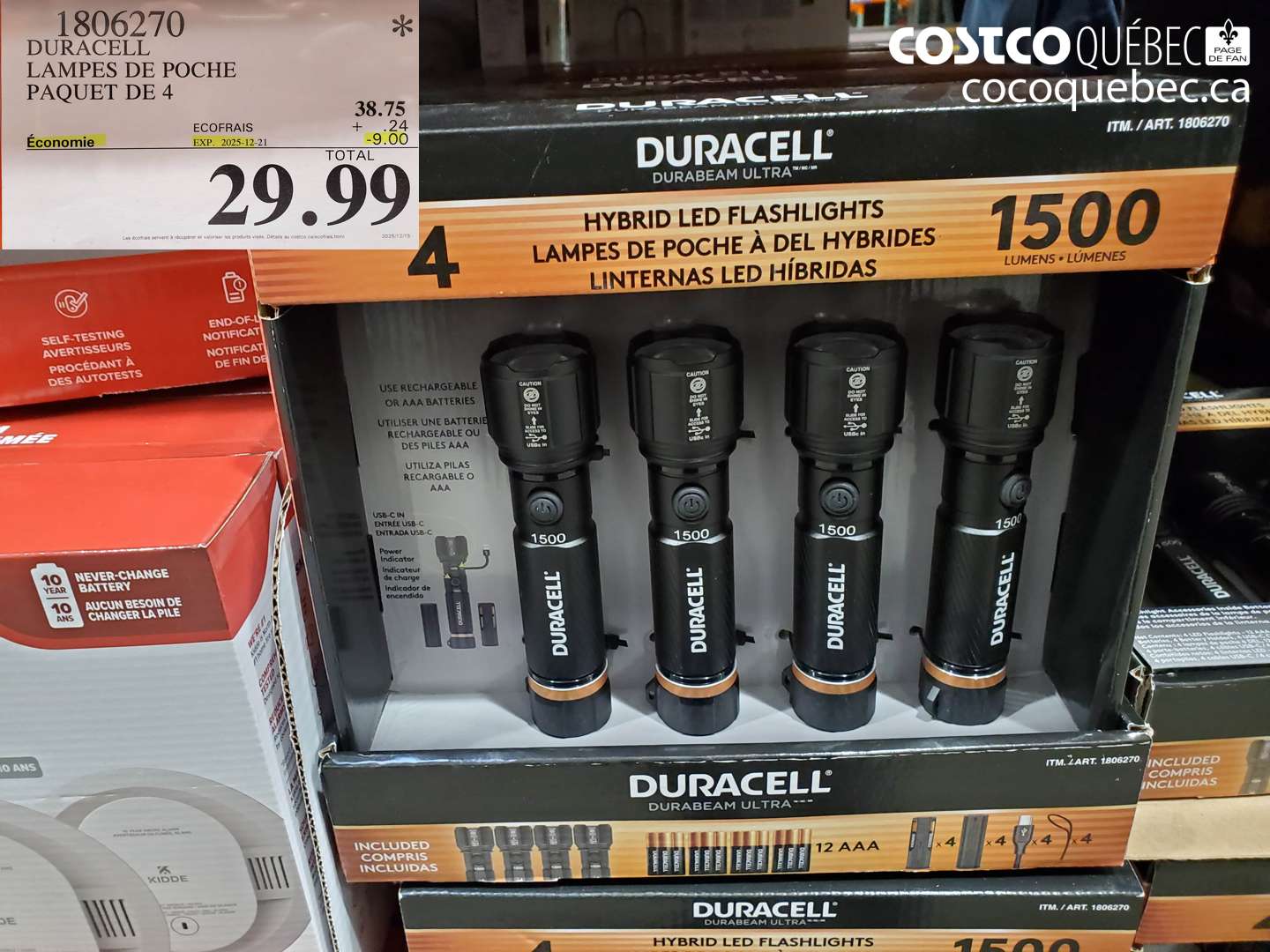 1806270 DURACELL LAMPES DE POCHE PAQUET DE 4 ($9.00 INSTANT SAVINGS EXPIRES ON 2025-12-21) $29.99
