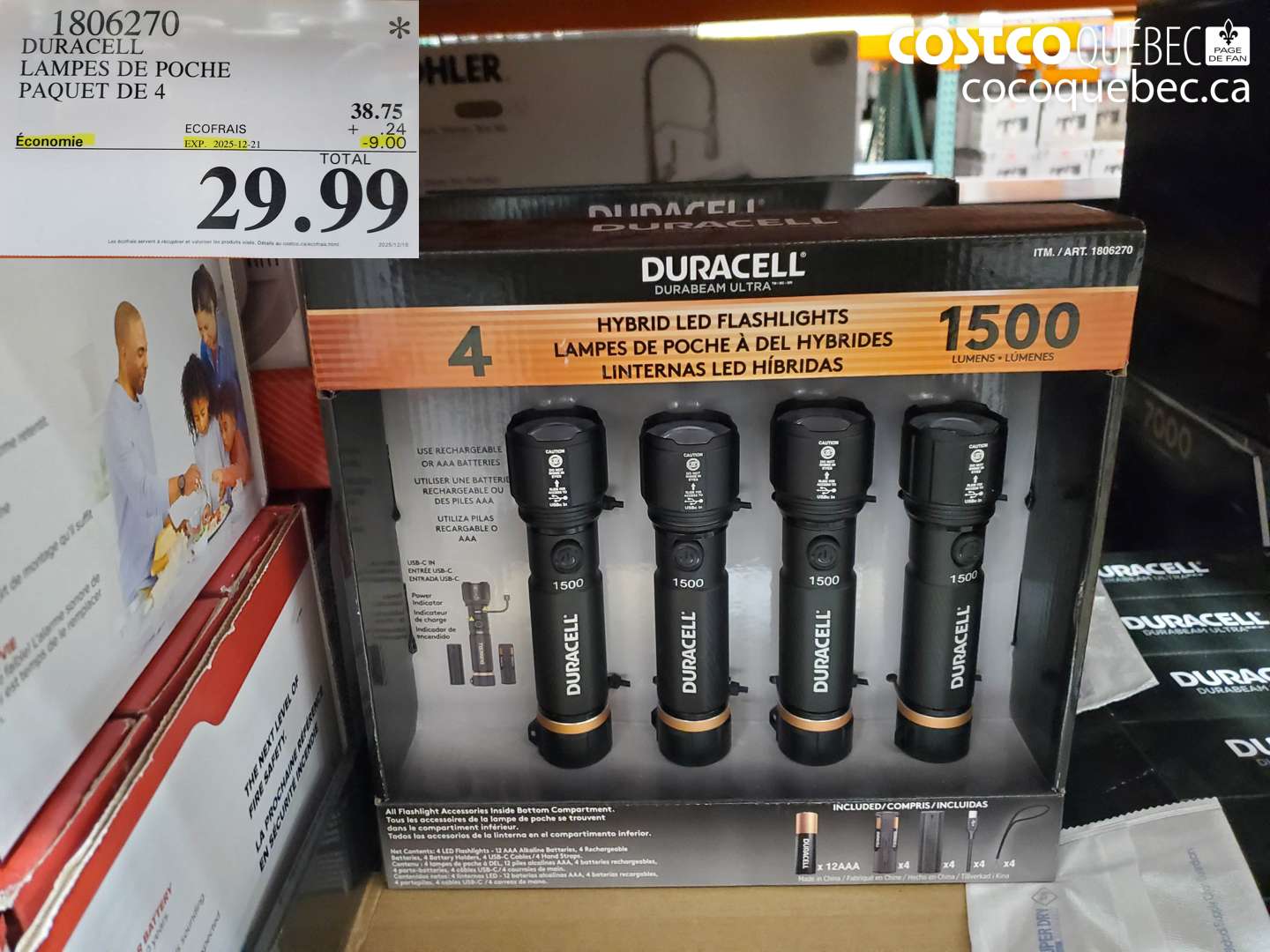 1806270 DURACELL LAMPES DE POCHE PAQUET DE 4 ($9.00 INSTANT SAVINGS EXPIRES ON 2025-12-21) $29.99