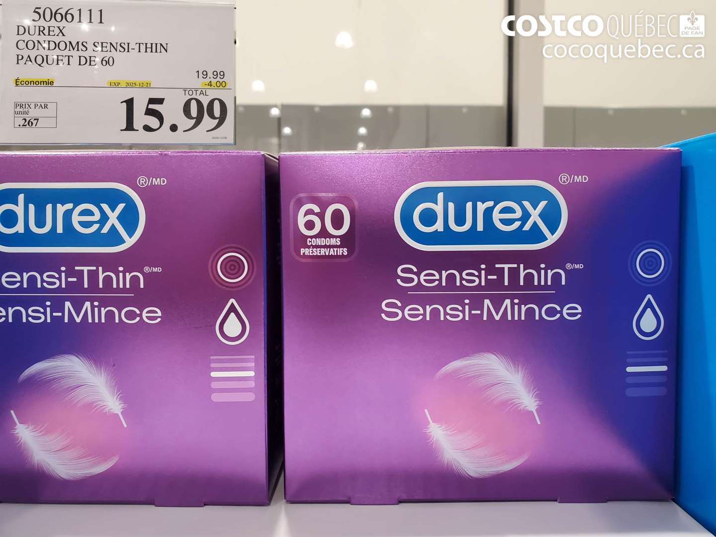 5066111 DUREX CONDOMS SENSI-THIN PAQUET DE 60 ($4.00 INSTANT SAVINGS EXPIRES ON 2025-12-21) $15.99