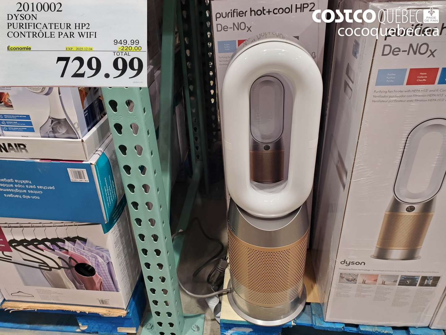 2010002 DYSON PURIFICATEUR HP2 CONTROLE PAR WIFI (EXPIRES ON 2025-12-04) $729.99