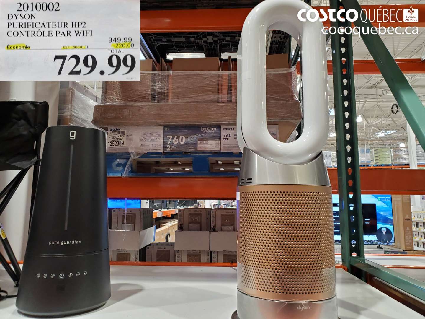 2010002 DYSON PURIFICATEUR IP2 CONTROLE PAR WIFI ($220.00 INSTANT SAVINGS EXPIRES ON 2026-01-01) $729.99