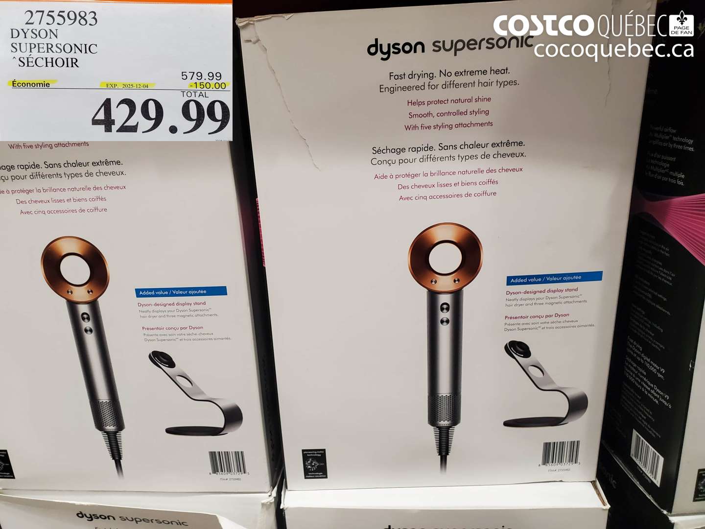 2755983 DYSON SUPERSONIC SECHOIR AVEC PRESENTOIR  ($150.00 INSTANT SAVINGS EXPIRES ON 2025-12-04) $429.99