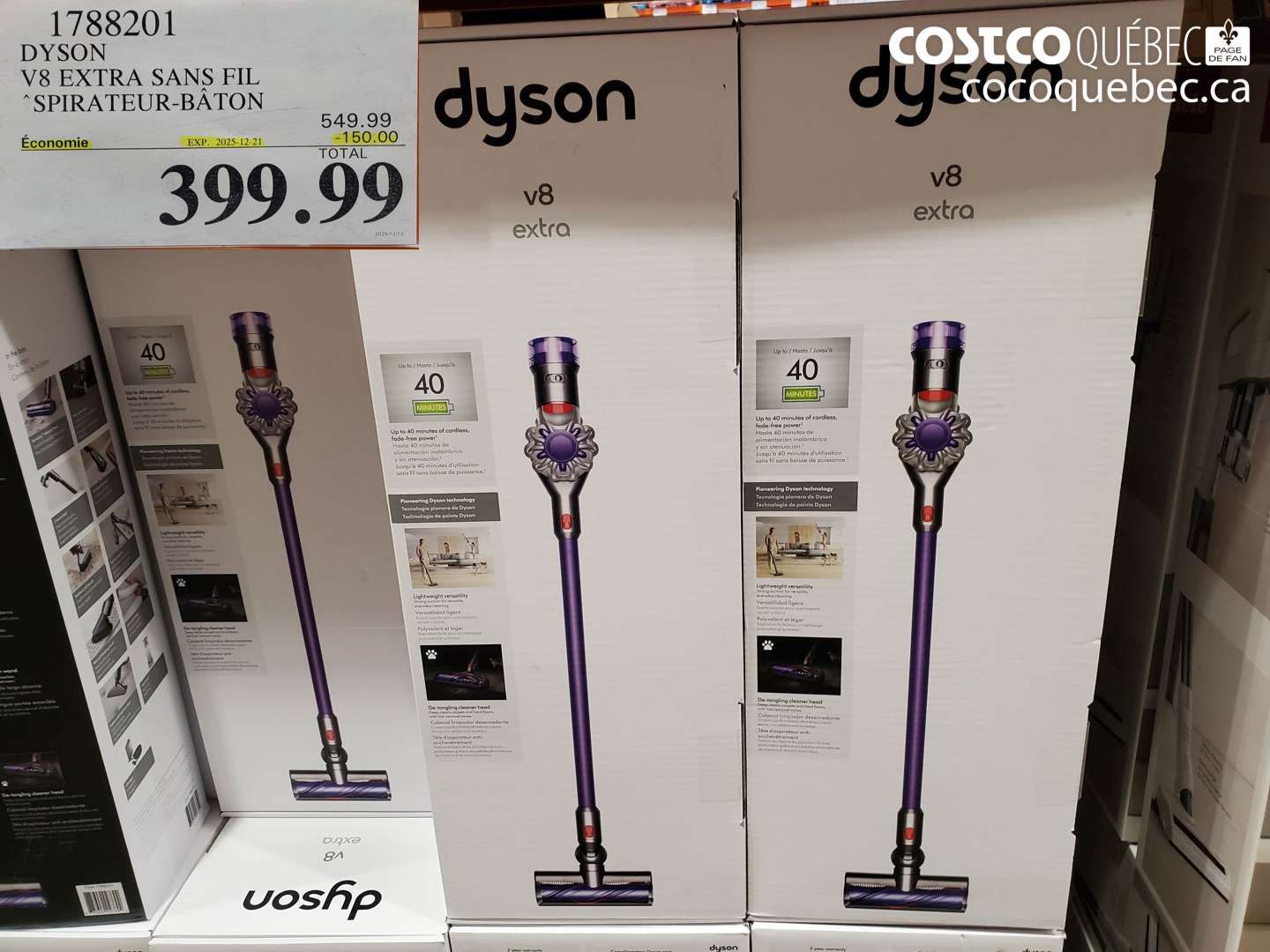 1788201 DYSON V8 EXTRA SANS FIL SPIRATEUR-BÂTON ($150.00 INSTANT SAVINGS EXPIRES ON 2025-12-21) $399.99
