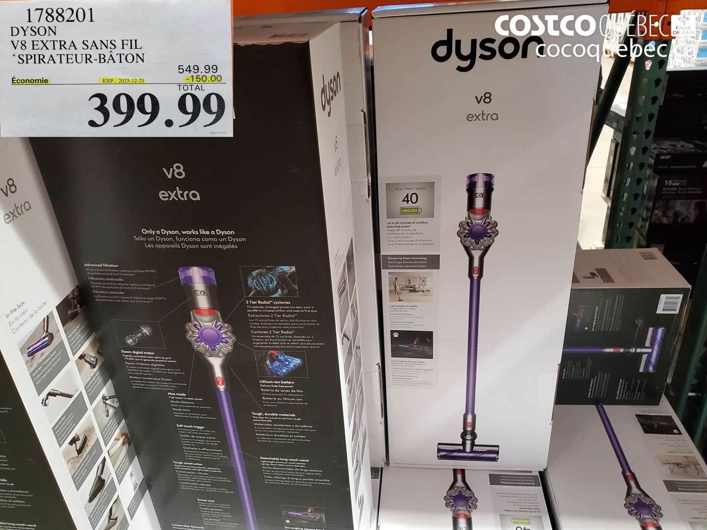 1788201 DYSON V8 EXTRA SANS FIL SPIRATEUR-BÂTON ($150.00 INSTANT SAVINGS EXPIRES ON 2025-12-21) $399.99