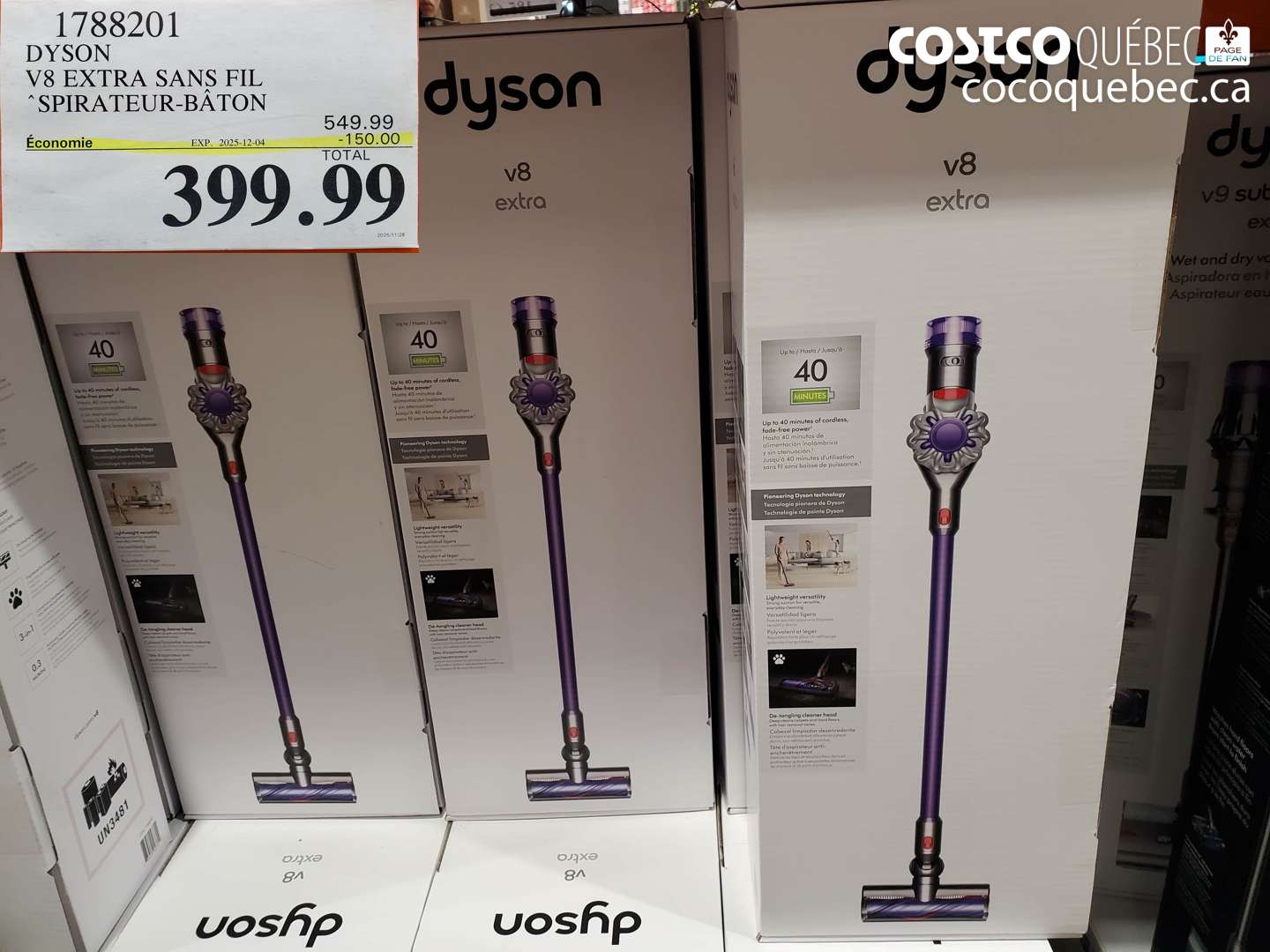 1788201 DYSON V8 EXTRA SANS FIL SPIRATEUR-BATON  ($150.00 INSTANT SAVINGS EXPIRES ON 2025-12-04) $399.99