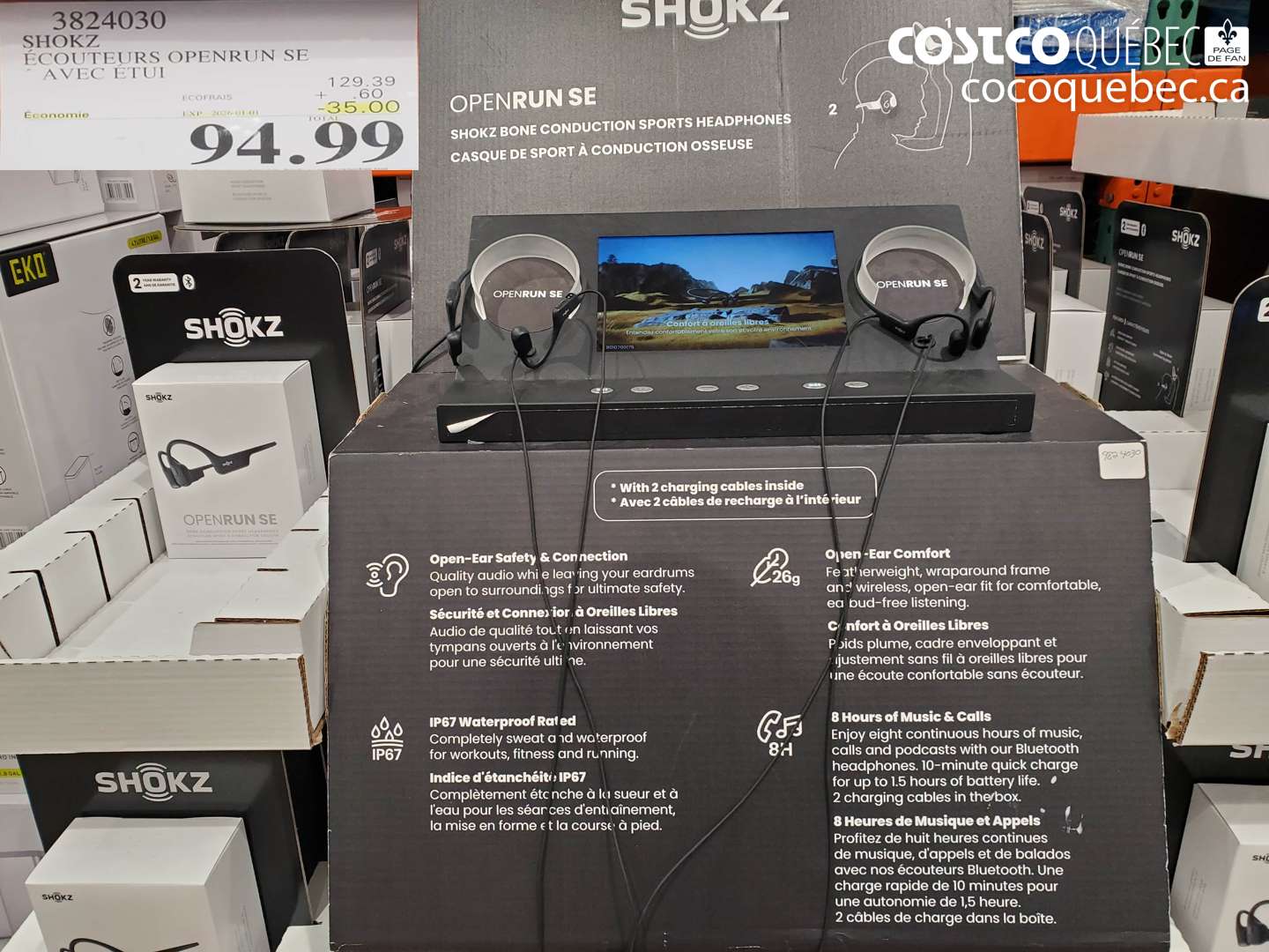 3824030 ÉCOUTEURS OPENRUN SE AVEC ETUI ($35.00 INSTANT SAVINGS EXPIRES ON 2026-01-01) $94.99