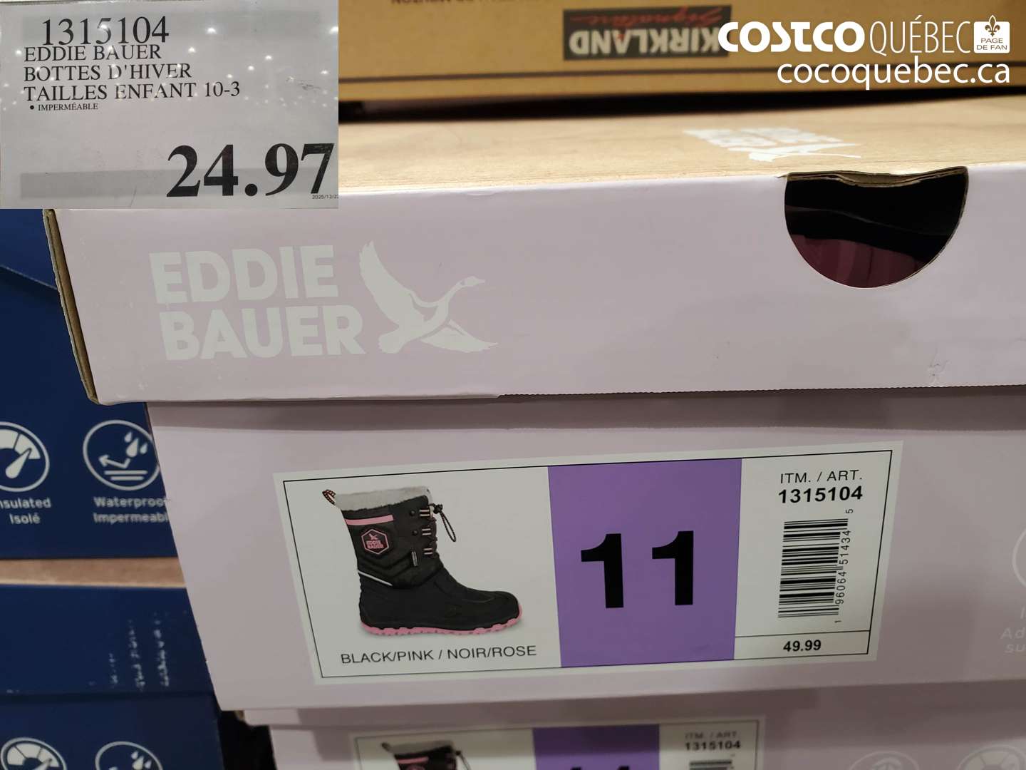 1315104 EDDIE BAUER BOTTES D'HIVER TAILLES ENFANT 10-3 $24.97