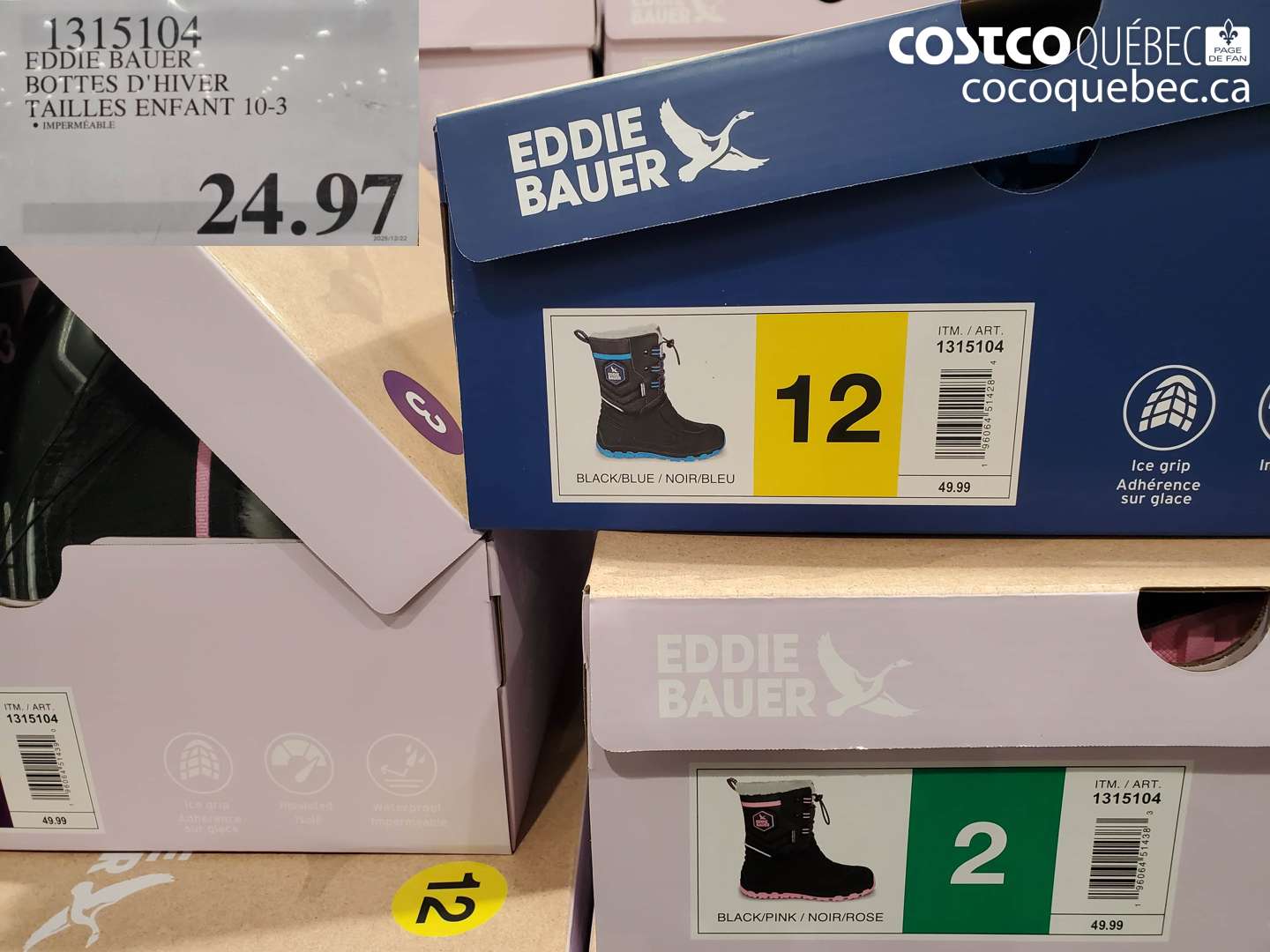 1315104 EDDIE BAUER BOTTES D'HIVER TAILLES ENFANT 10-3 $24.97