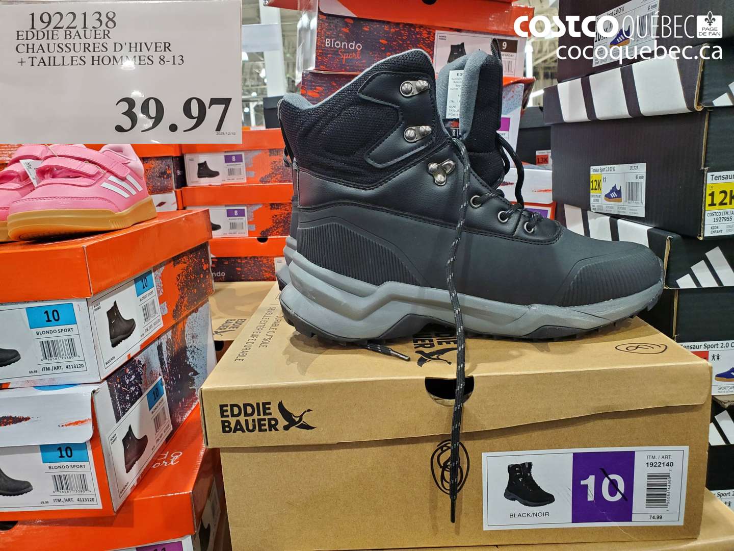 1922138 EDDIE BAUER CHAUSSURES D'HIVER +TAILLES HOMMES 8-13 $39.97