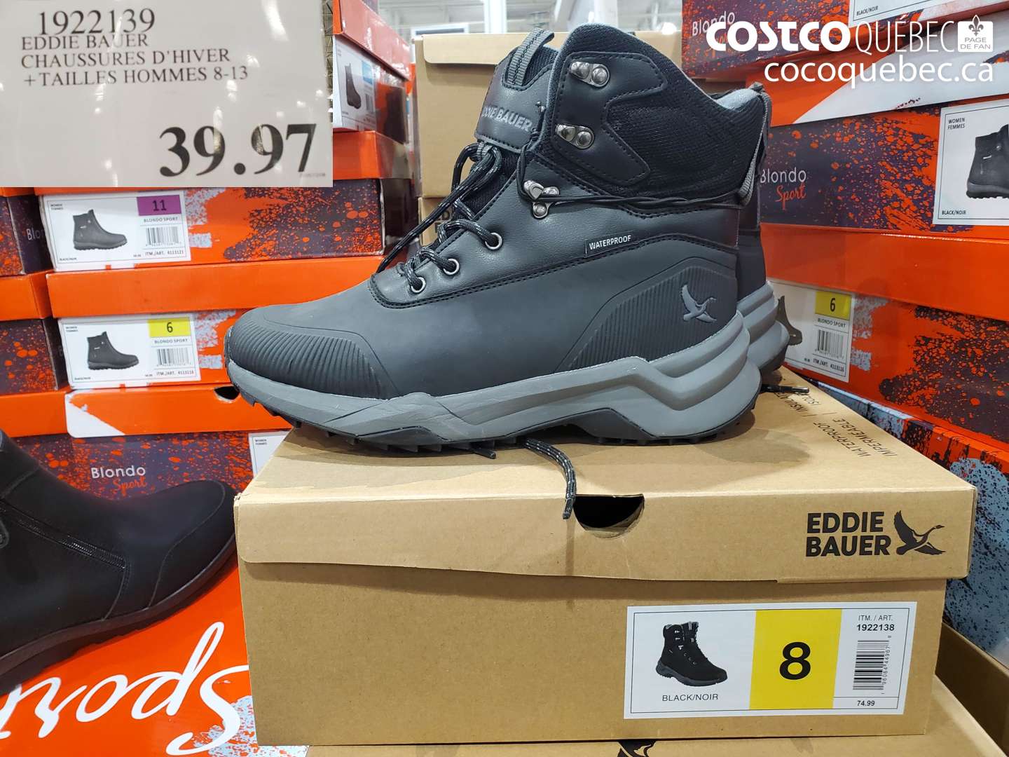 1922139 EDDIE BAUER CHAUSSURES D'HIVER + TAILLES HOMMES 8-13 $39.97