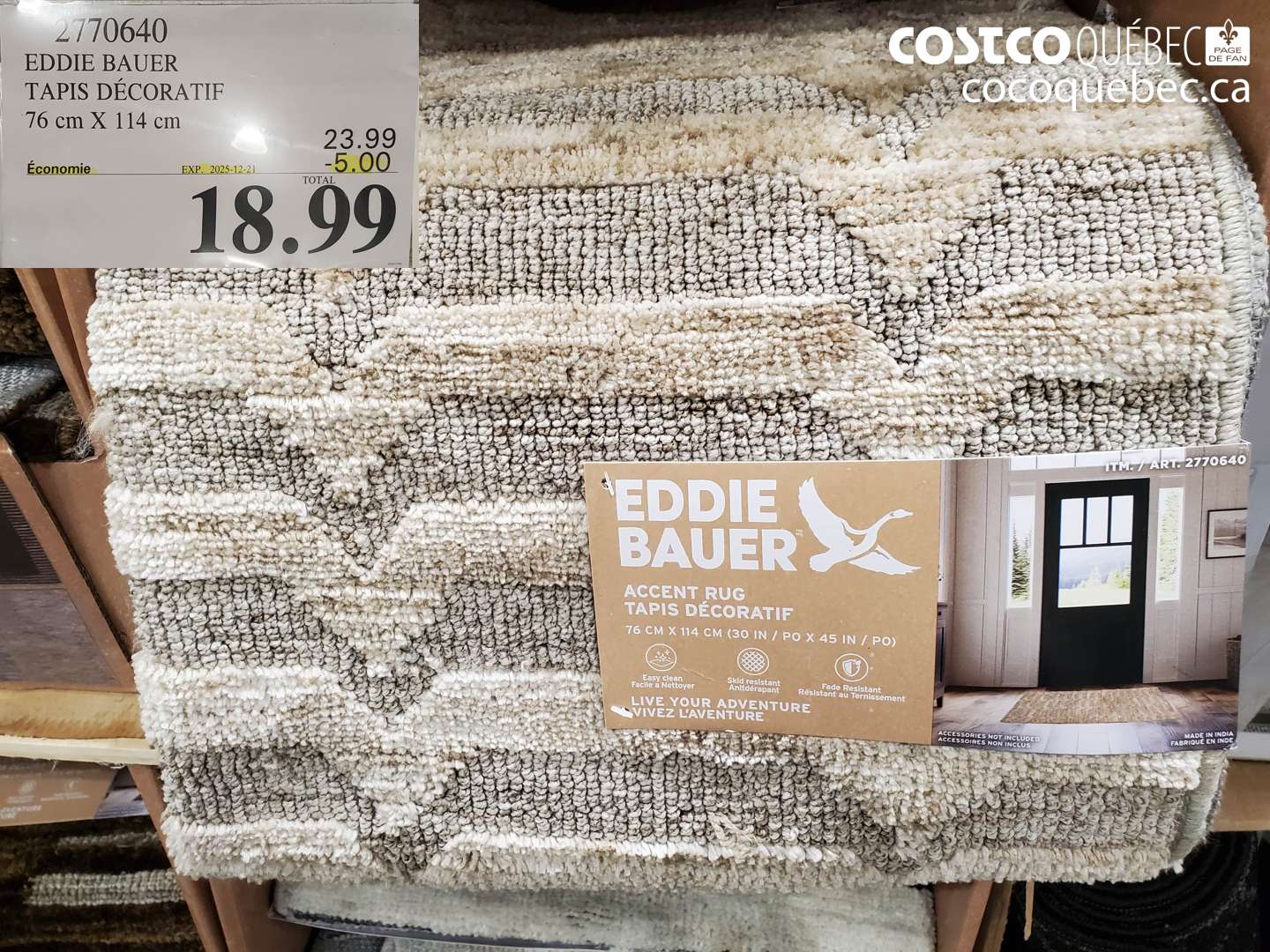 2770640 EDDIE BAUER TAPIS DÉCORATIF ($5.00 INSTANT SAVINGS EXPIRES ON 2025-12-21) $18.99