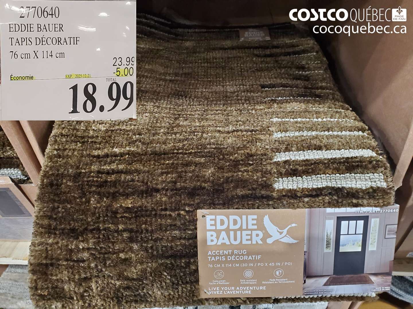 2770640 EDDIE BAUER TAPIS DÉCORATIF 76 cm X 114 cm (EXPIRES ON 2025-12-21) $18.99