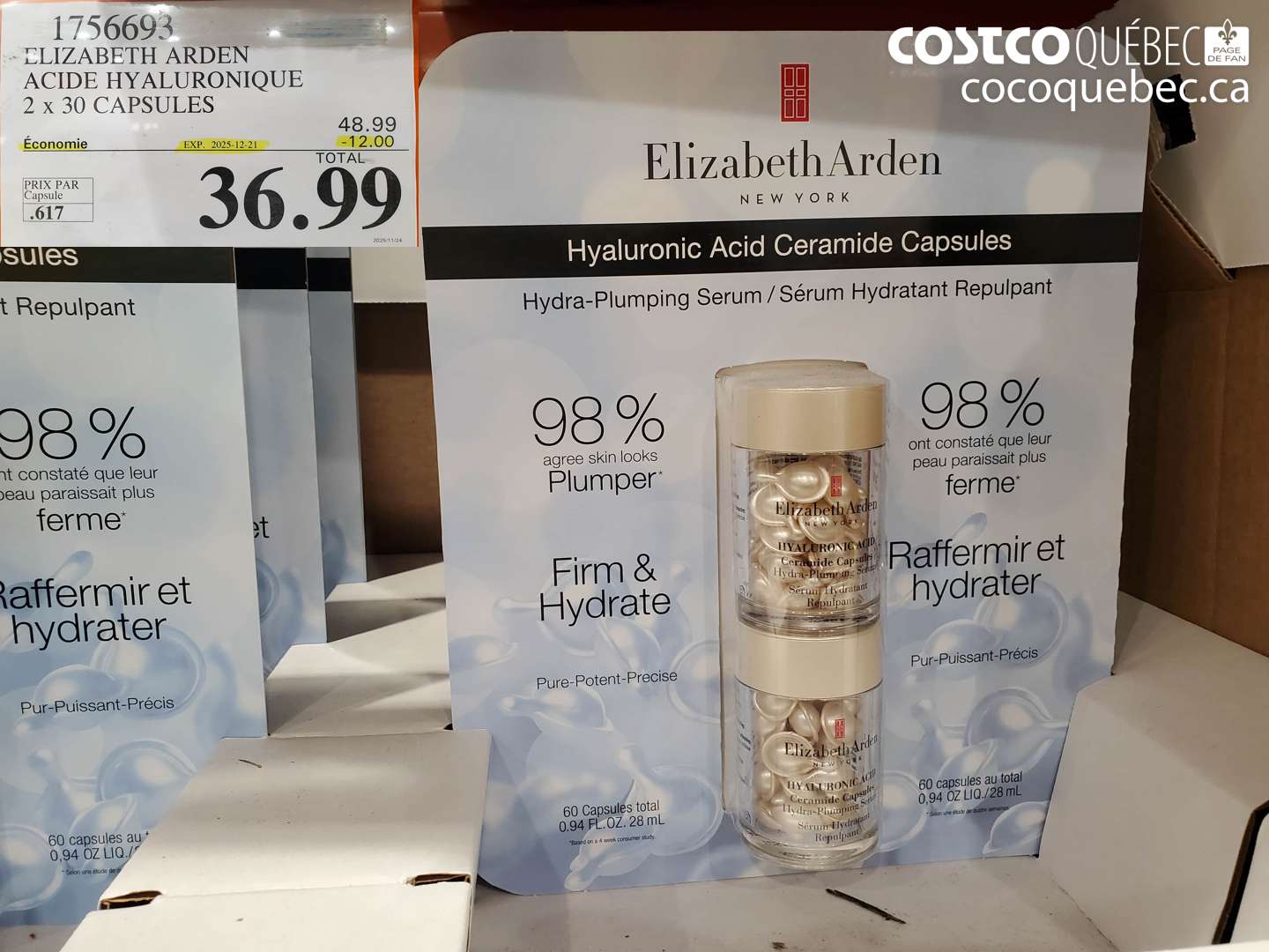 1756693 ELIZABETH ARDEN ACIDE HYALURONIQUE 2 x 30 CAPSULES (EXPIRES ON 2025-12-21) $36.99