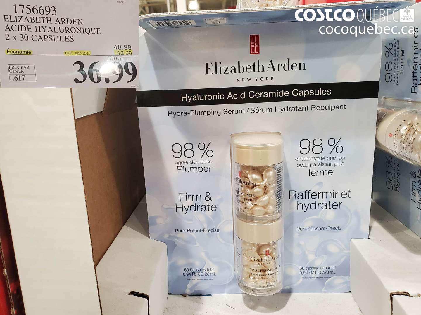 1756693 ELIZABETH ARDEN ACIDE HYALURONIQUE 2 x 30 CAPSULES ($12.00 INSTANT SAVINGS EXPIRES ON 2025-12-21) $36.99