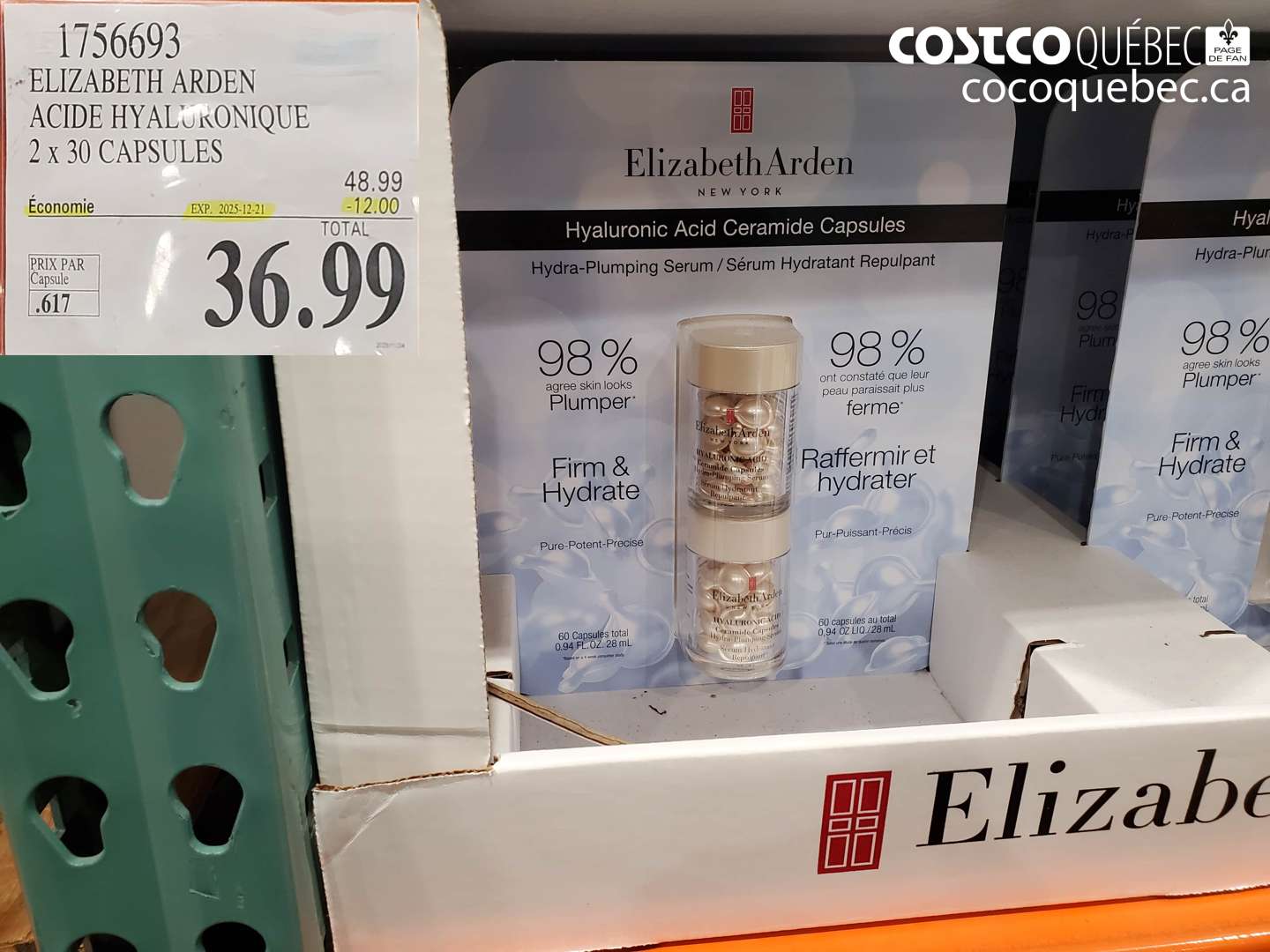 1756693 ELIZABETH ARDEN ACIDE HYALURONIQUE 2 x 30 CAPSULES  ($12.00 INSTANT SAVINGS EXPIRES ON 2025-12-21) $36.99