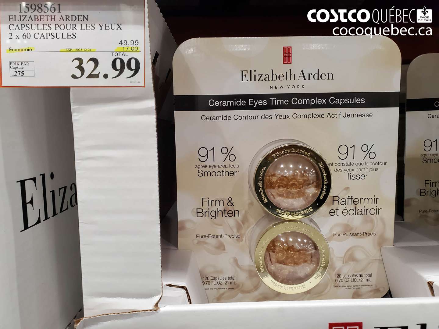 1598561 ELIZABETH ARDEN CAPSULES LES YEUX 2 x 60 CAPSULES  ($17.00 INSTANT SAVINGS EXPIRES ON 2025-12-21) $32.99