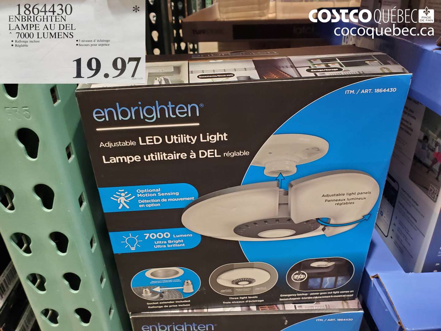 1864430 ENBRIGHTEN LAMPE AU DEL 7000 LUMENS $19.97