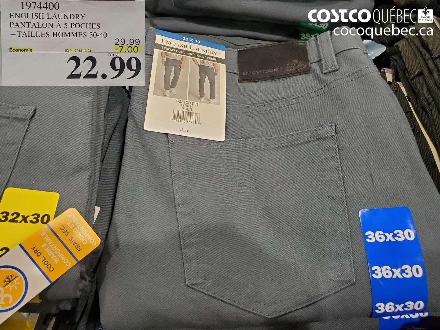 1974400 ENGLISH LAUNDRY PANTALON À 5 POCHES +TAILLES HOMMES 30-40 (EXPIRES ON 2025-12-21) $22.99