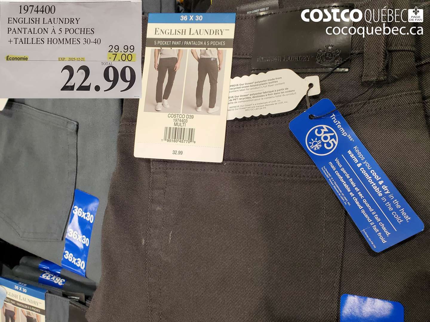 1974400 ENGLISH LAUNDRY PANTALON À 5 POCHES +TAILLES HOMMES 30-40 (EXPIRES ON 2025-12-21) $22.99