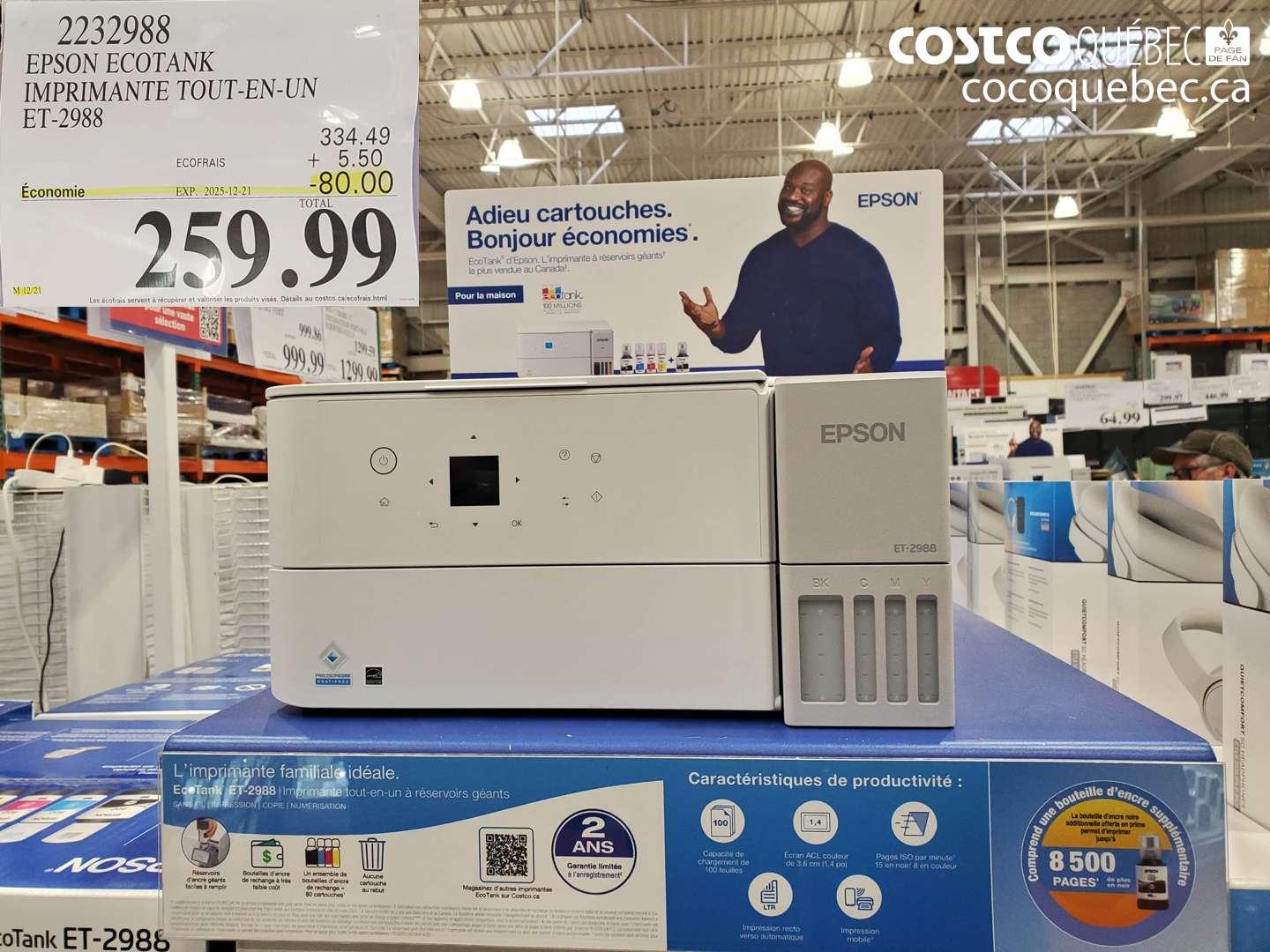 2232988 EPSON ECOTANK IMPRIMANTE TOUT-EN-UN ET-2988 ($80.00 INSTANT SAVINGS EXPIRES ON 2025-12-21) $259.99