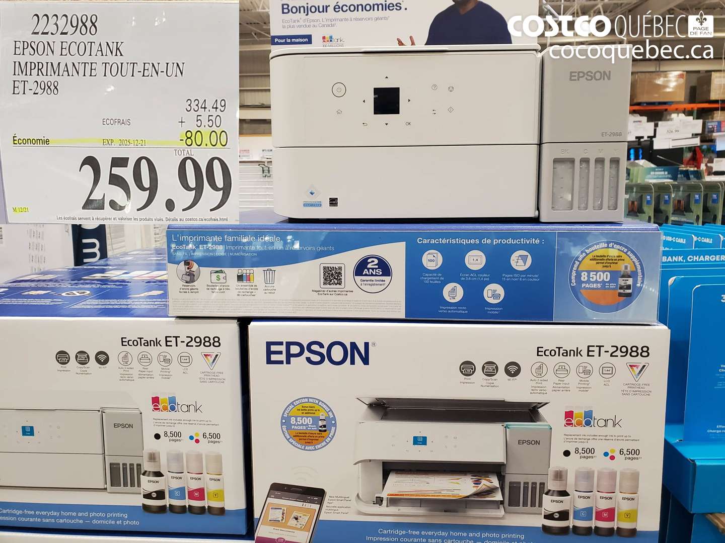 2232988 EPSON IMPRIMANTE TOUT-EN-UN ET-2988 C11CL41203  ($80.00 INSTANT SAVINGS EXPIRES ON 2025-12-21) $259.99