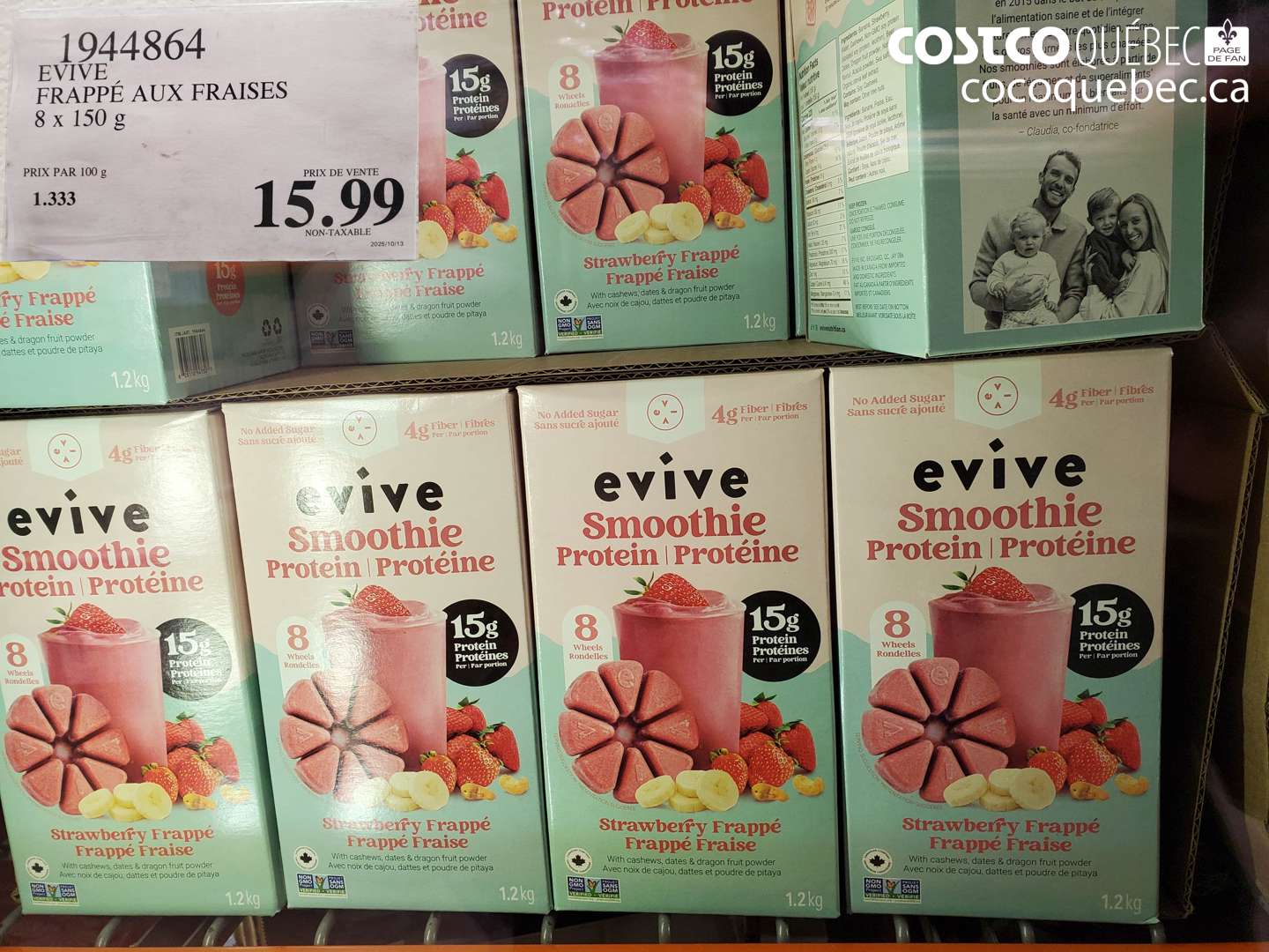 1944864 EVIVE FRAPPÉ AUX FRAISES 8 x 150 g $15.99